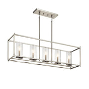 Crosby 42" 5-Light Linear Chandelier, Brushed Nickel Finish