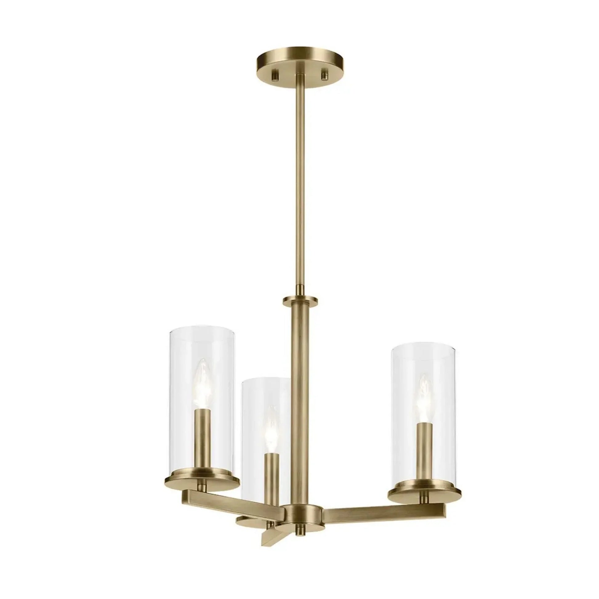 Kichler Lighting - Crosby 18" 3-Light Chandelier, Natural Brass Finish | Bees Lighting