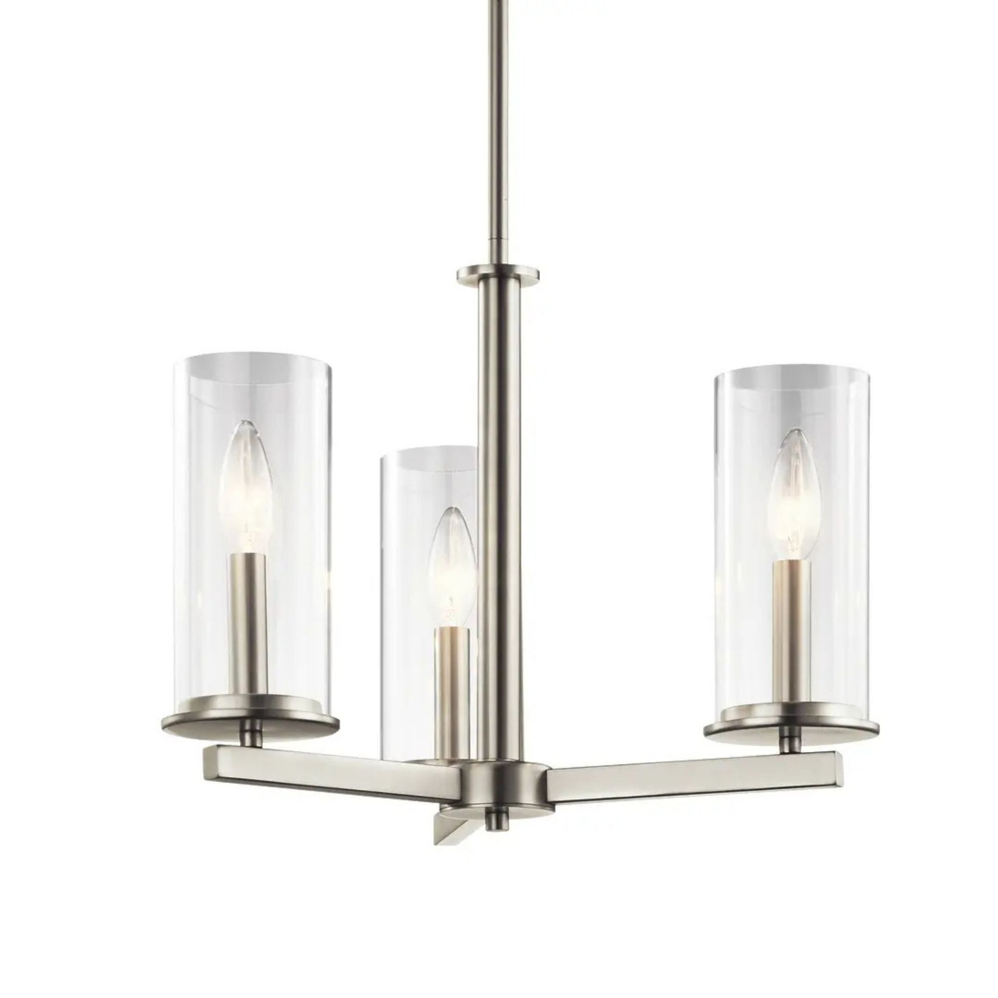 Crosby 18" 3-Light Chandelier, Brushed Nickel Finish - Bees Lighting