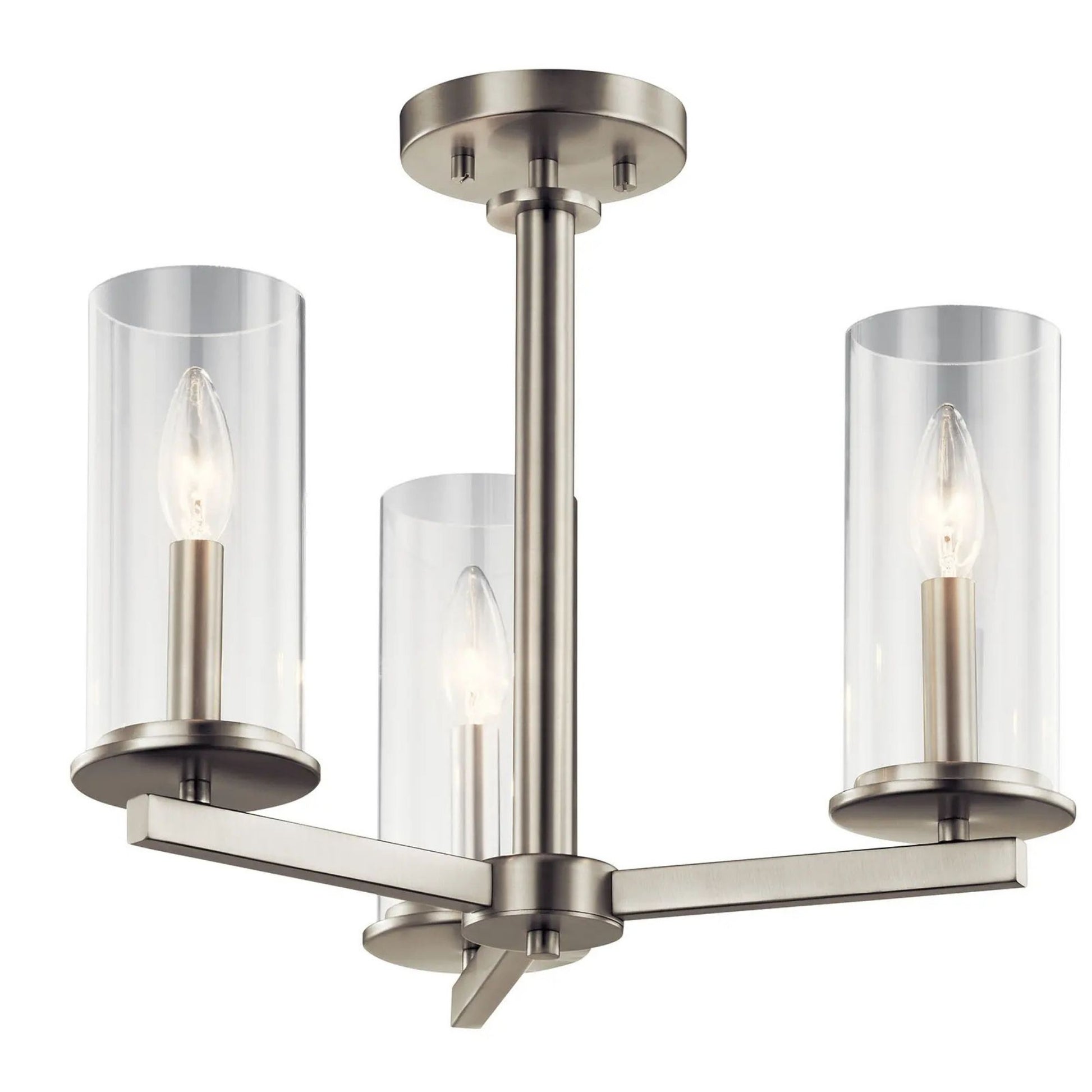 Crosby 18" 3-Light Chandelier, Brushed Nickel Finish - Bees Lighting