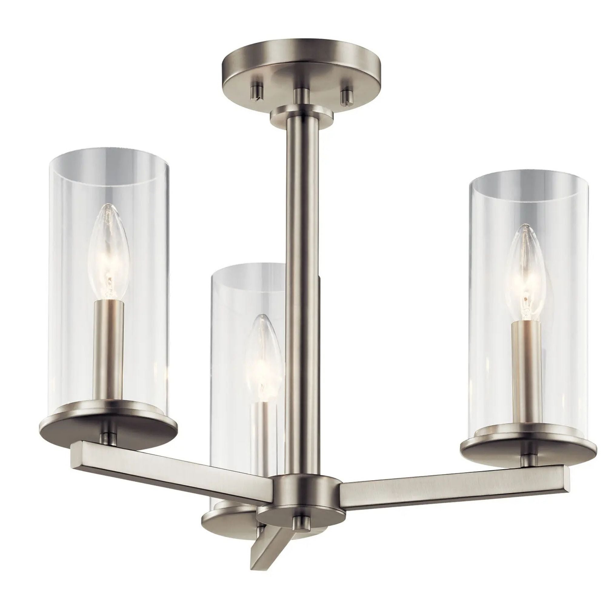 Crosby 18" 3-Light Chandelier, Brushed Nickel Finish - Bees Lighting