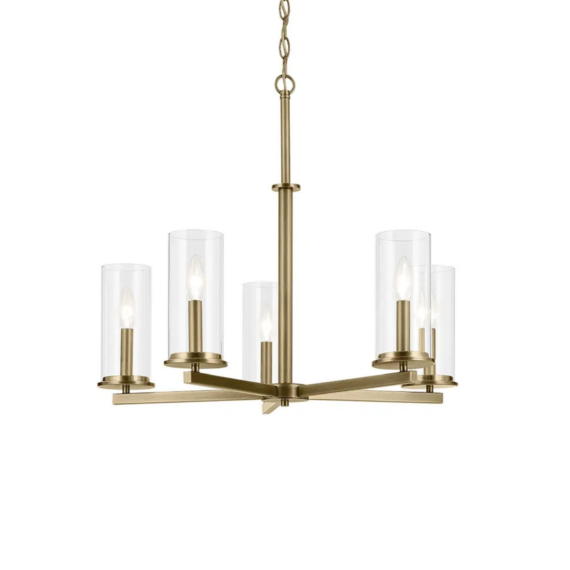 Crosby 26" 5-Light Chandelier, Natural Brass Finish