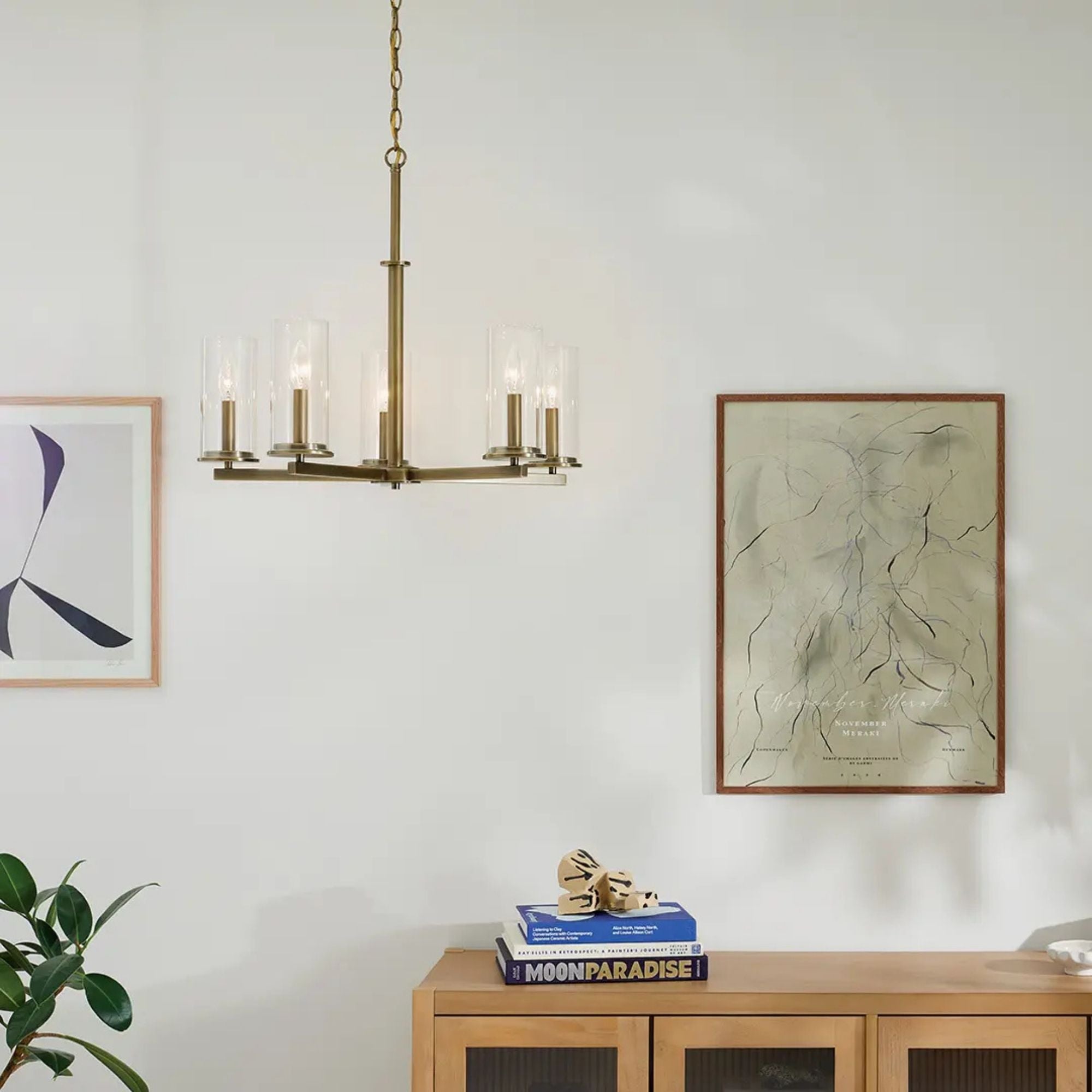Crosby 26" 5-Light Chandelier, Natural Brass Finish