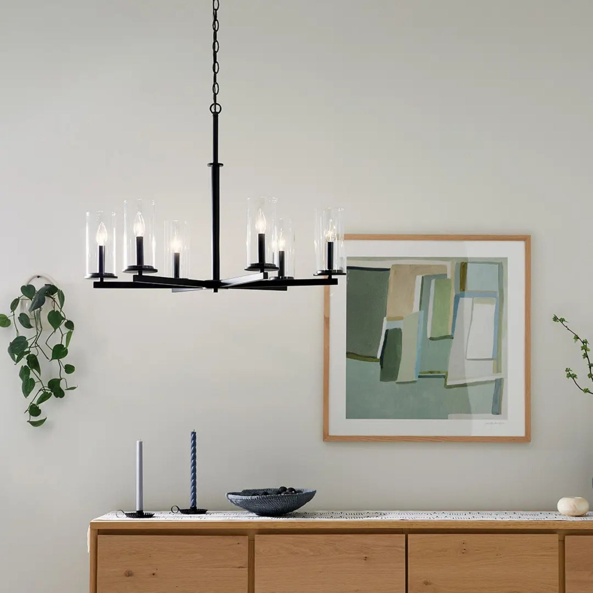 Crosby 32" 6-Light Chandelier, Black Finish - Bees Lighting