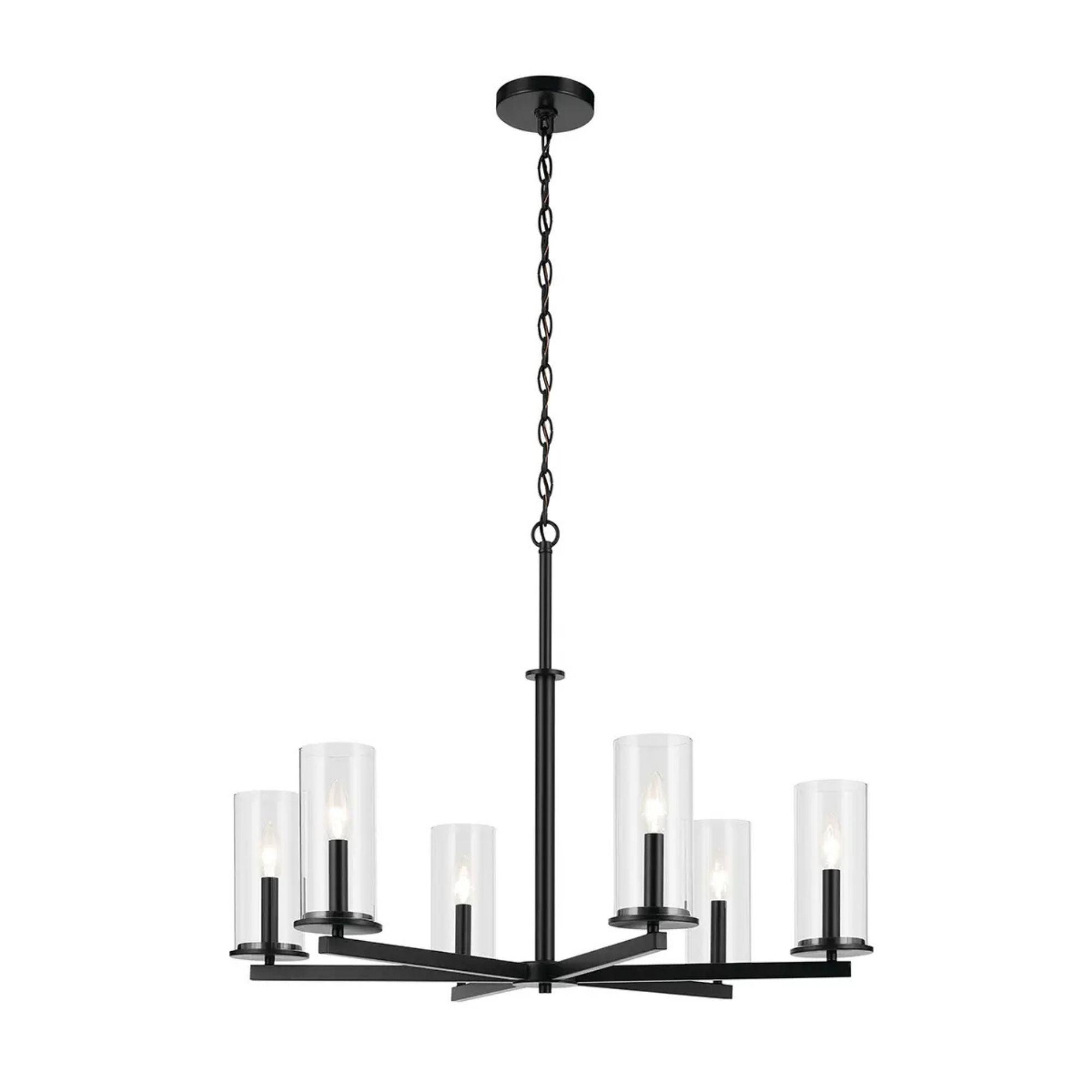 Crosby 32" 6-Light Chandelier, Black Finish - Bees Lighting