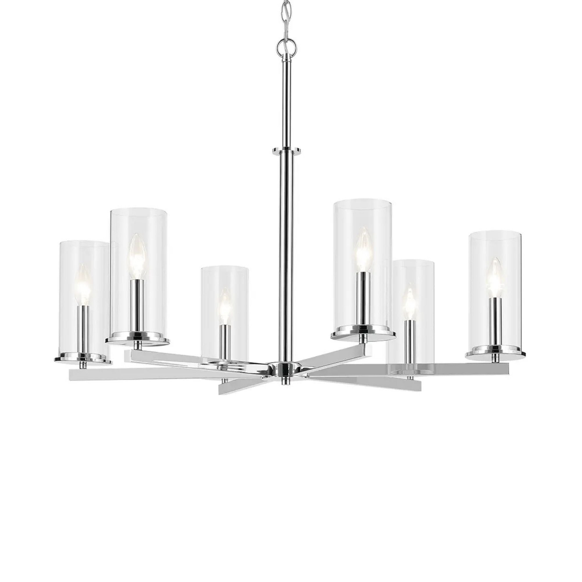 Crosby 32" 6-Light Chandelier, Chrome Finish
