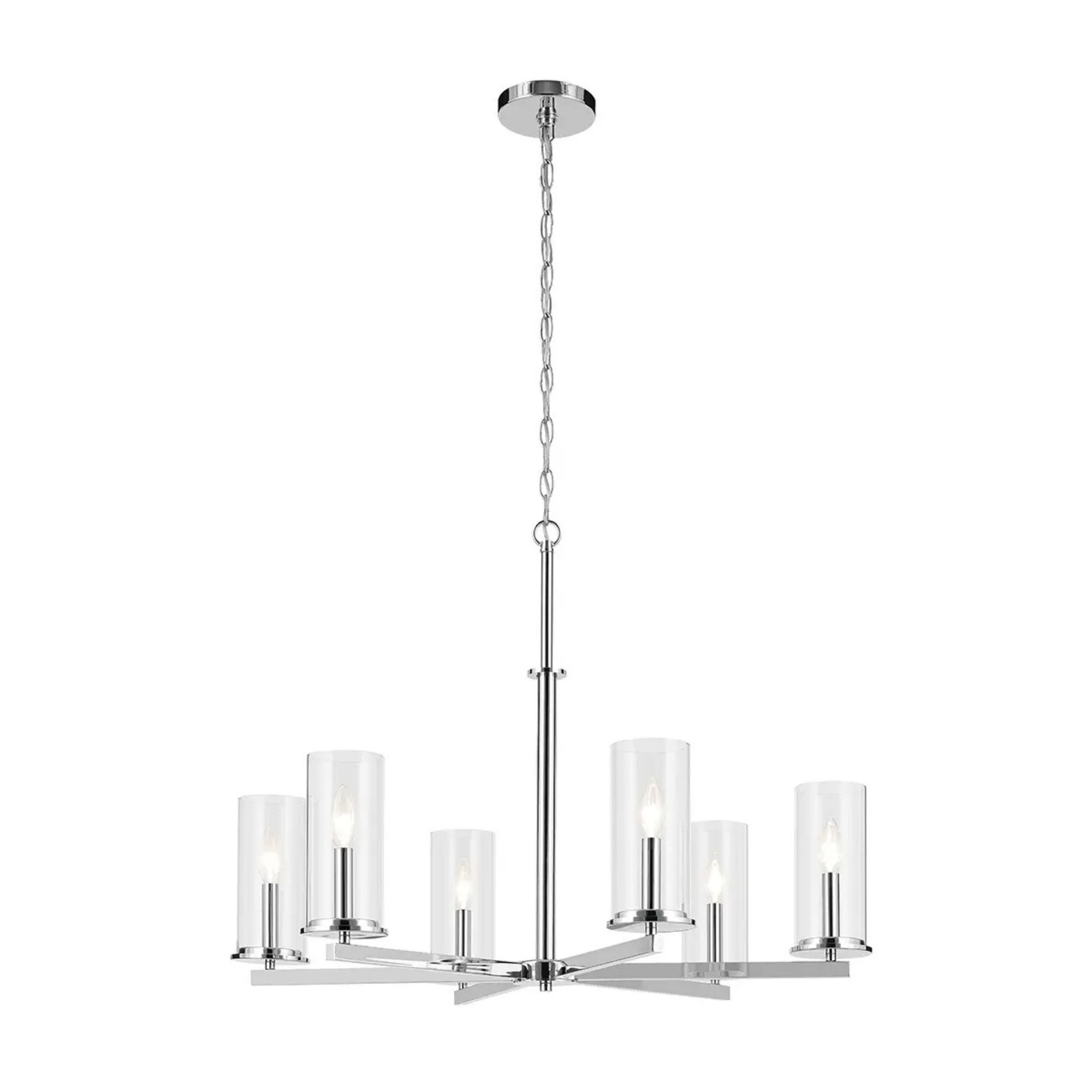 Crosby 32" 6-Light Chandelier, Chrome Finish