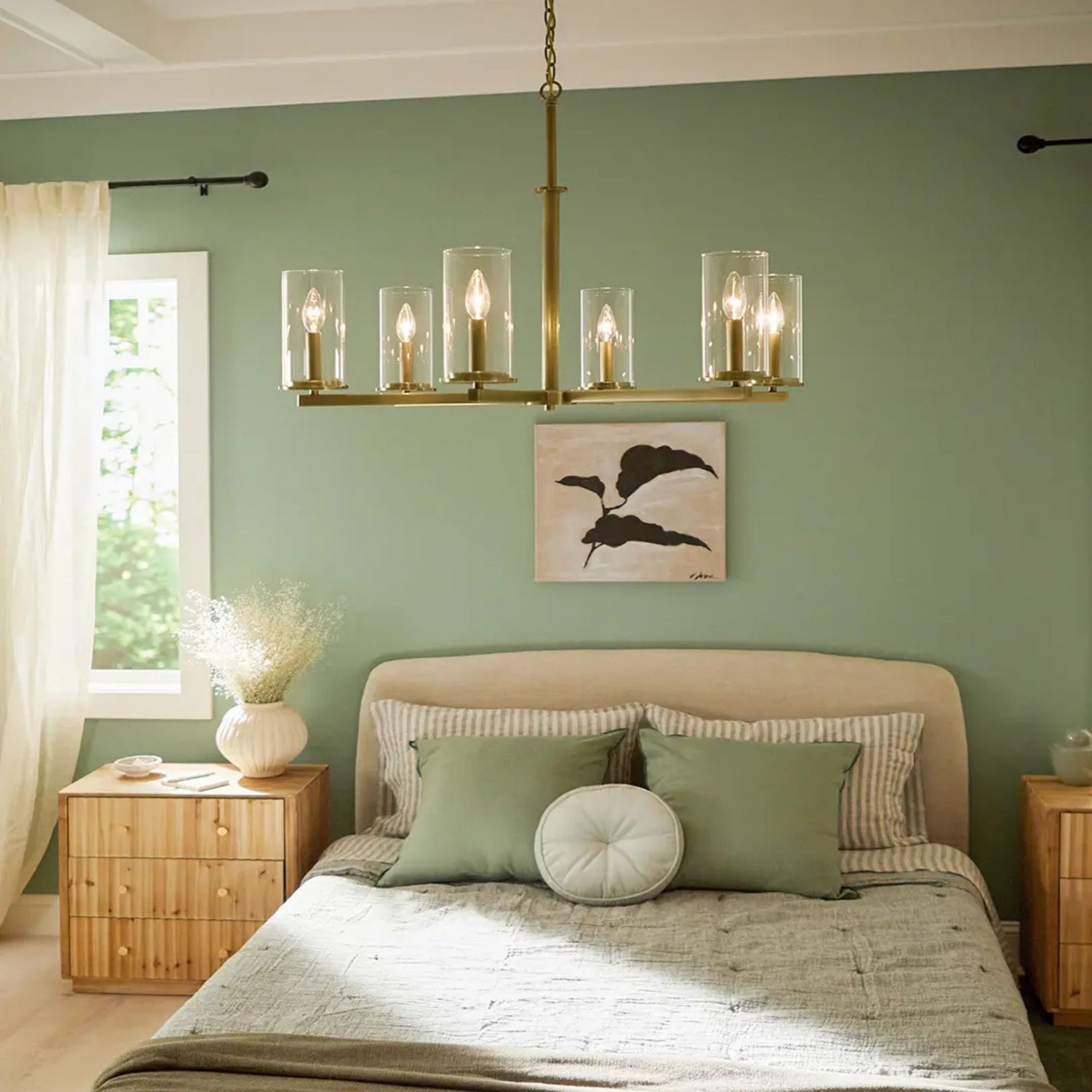 Crosby 32" 6-Light Chandelier, Natural Brass Finish - Bees Lighting