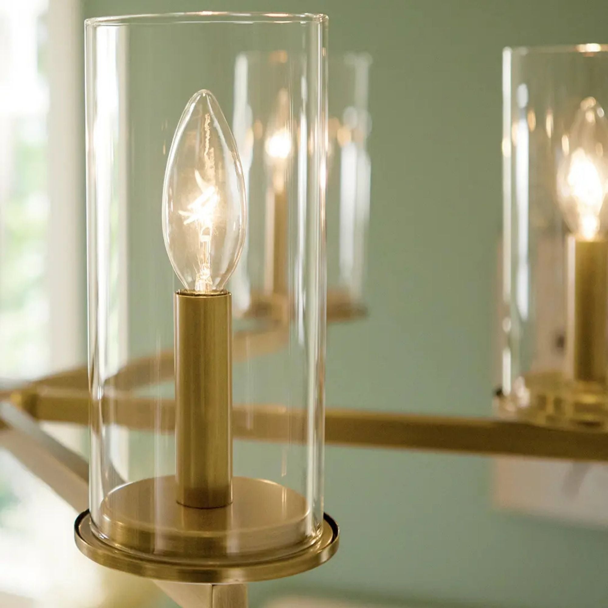 Crosby 32" 6-Light Chandelier, Natural Brass Finish - Bees Lighting