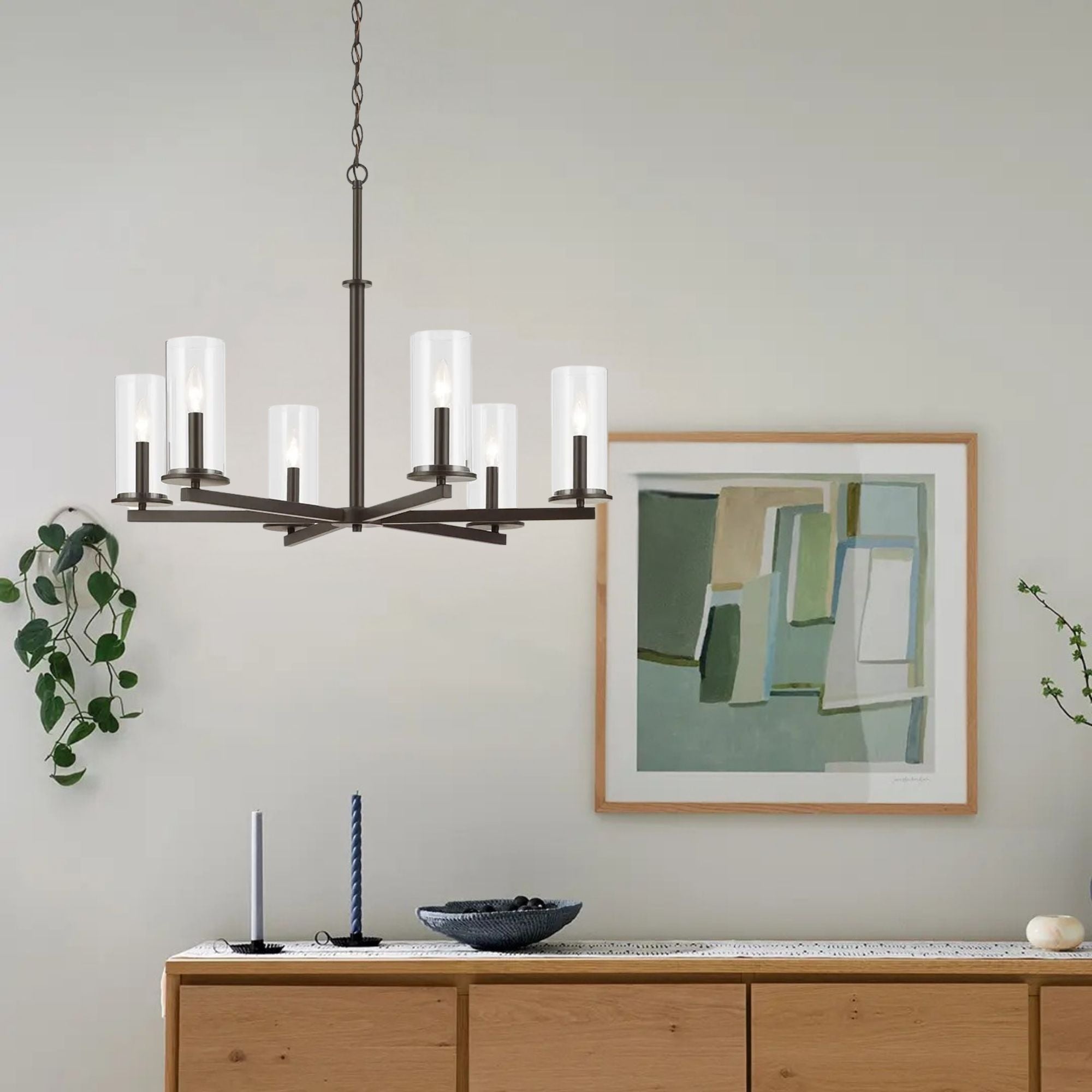 Crosby 32" 6-Light Chandelier, Olde Bronze Finish