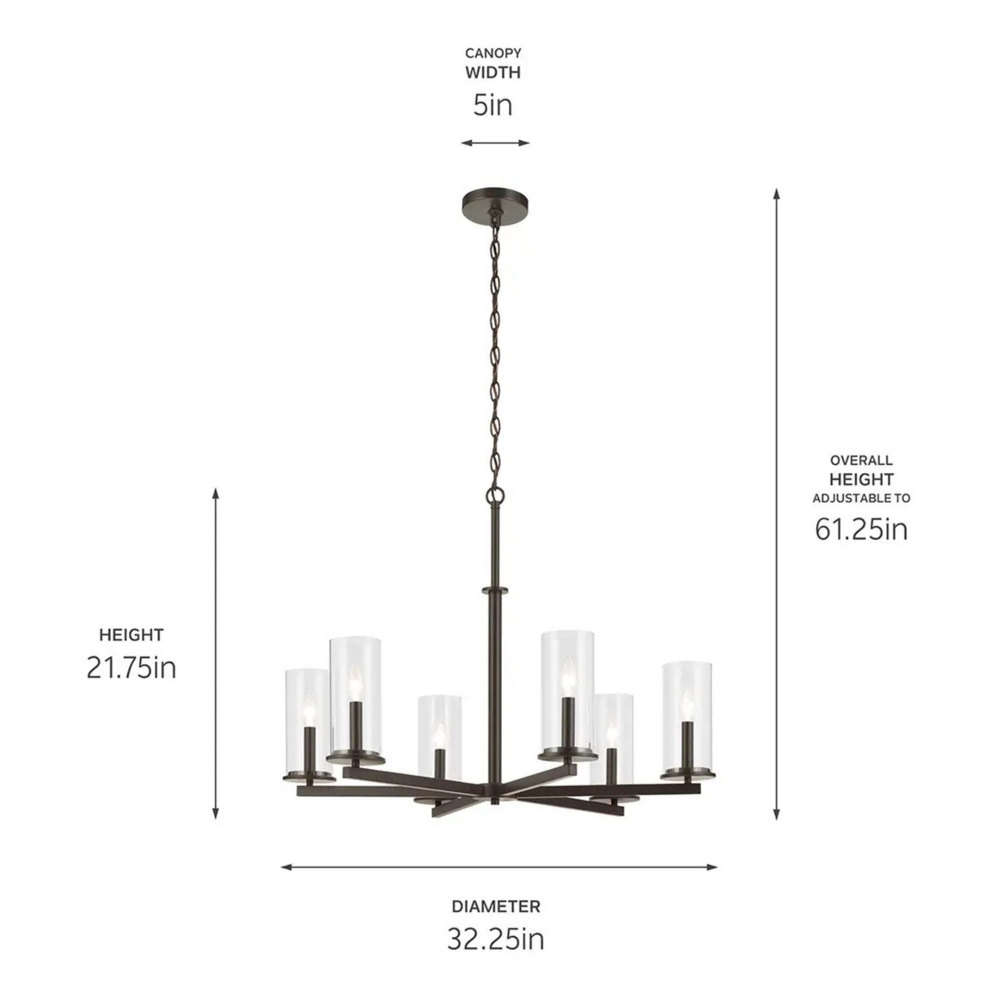 Crosby 32" 6-Light Chandelier, Olde Bronze Finish