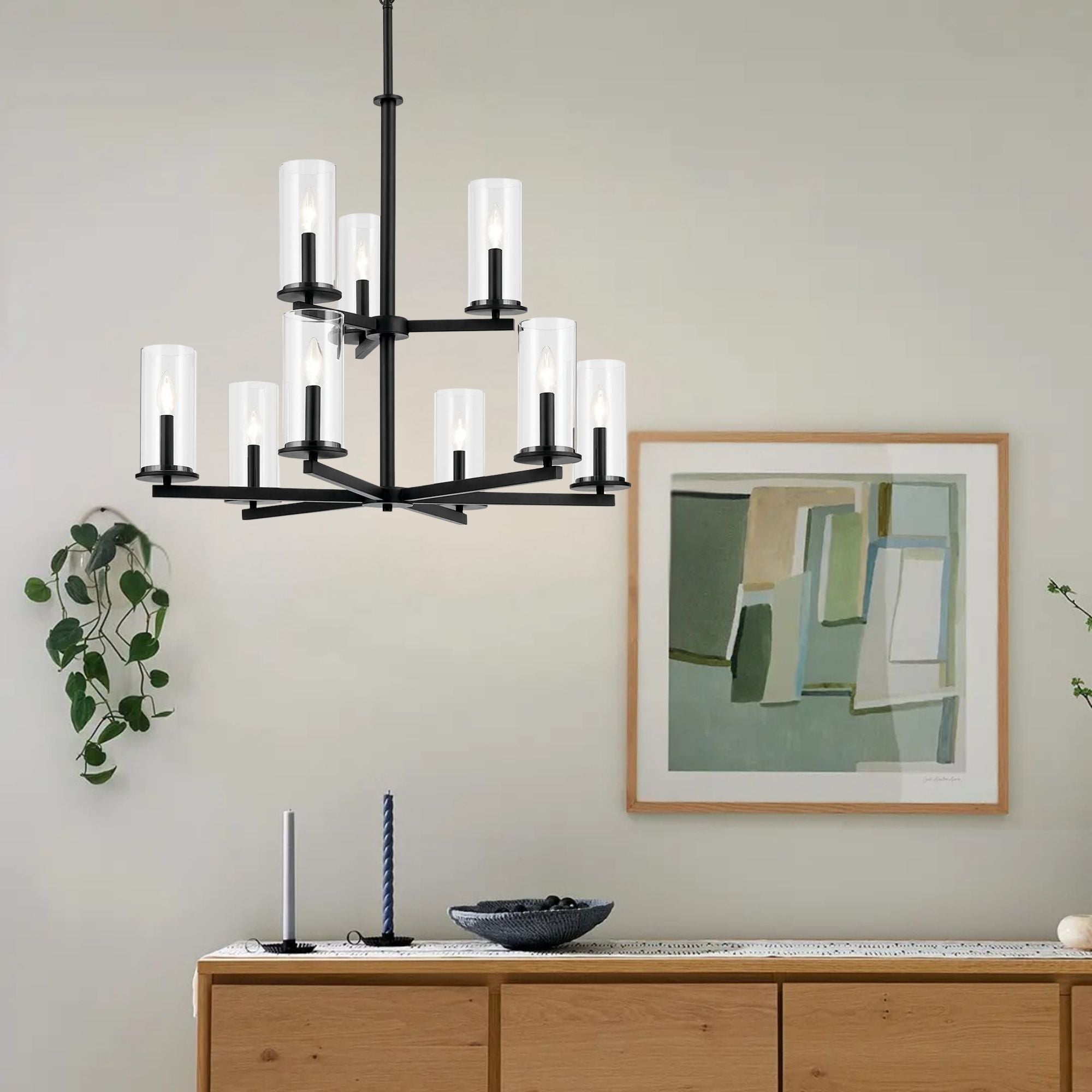Crosby 32" 9-Light Chandelier, Black Finish