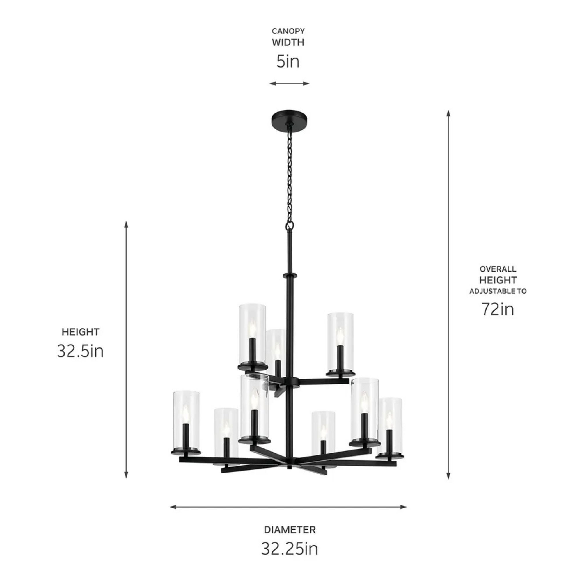 Crosby 32" 9-Light Chandelier, Black Finish