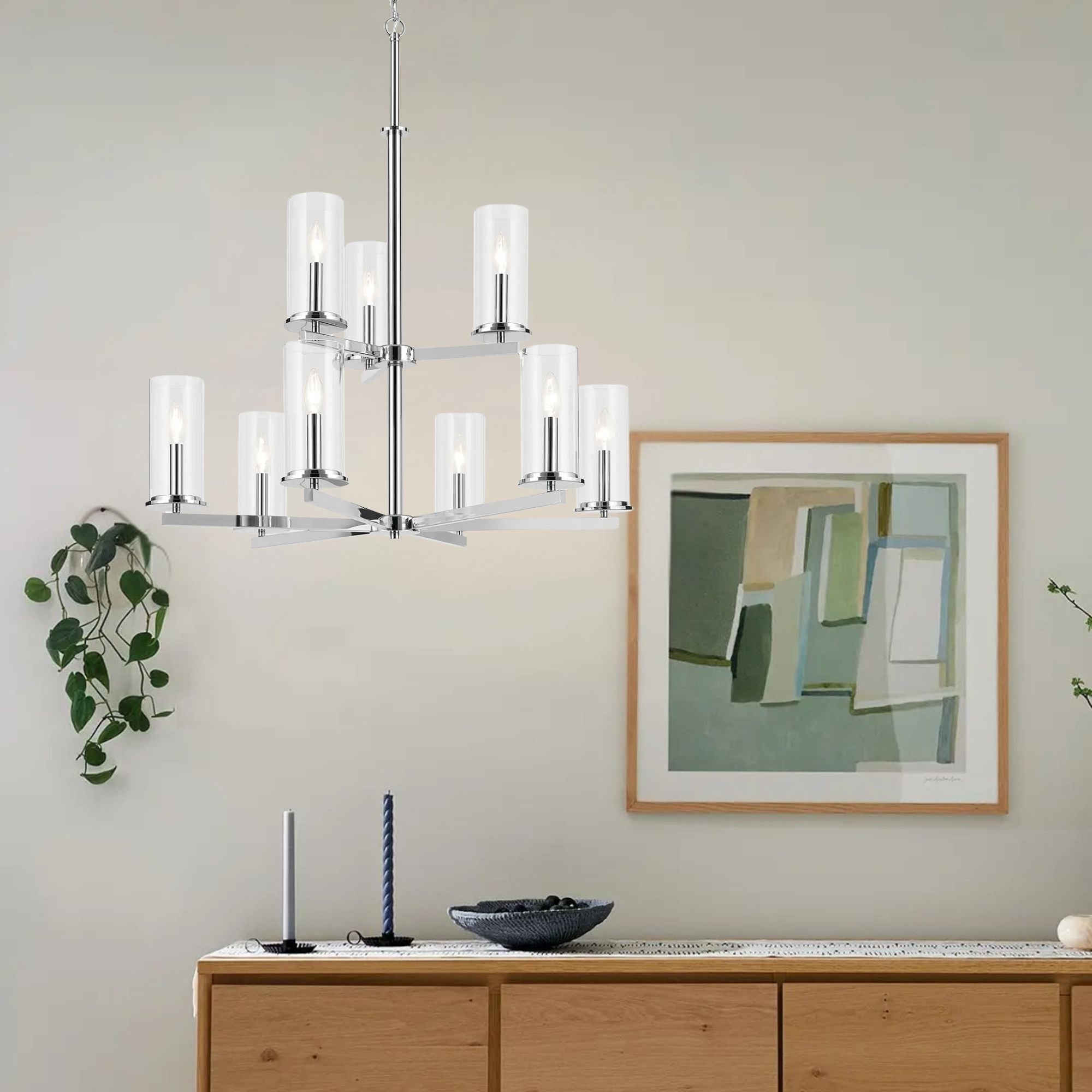 Crosby 32" 9-Light Chandelier, Chrome Finish