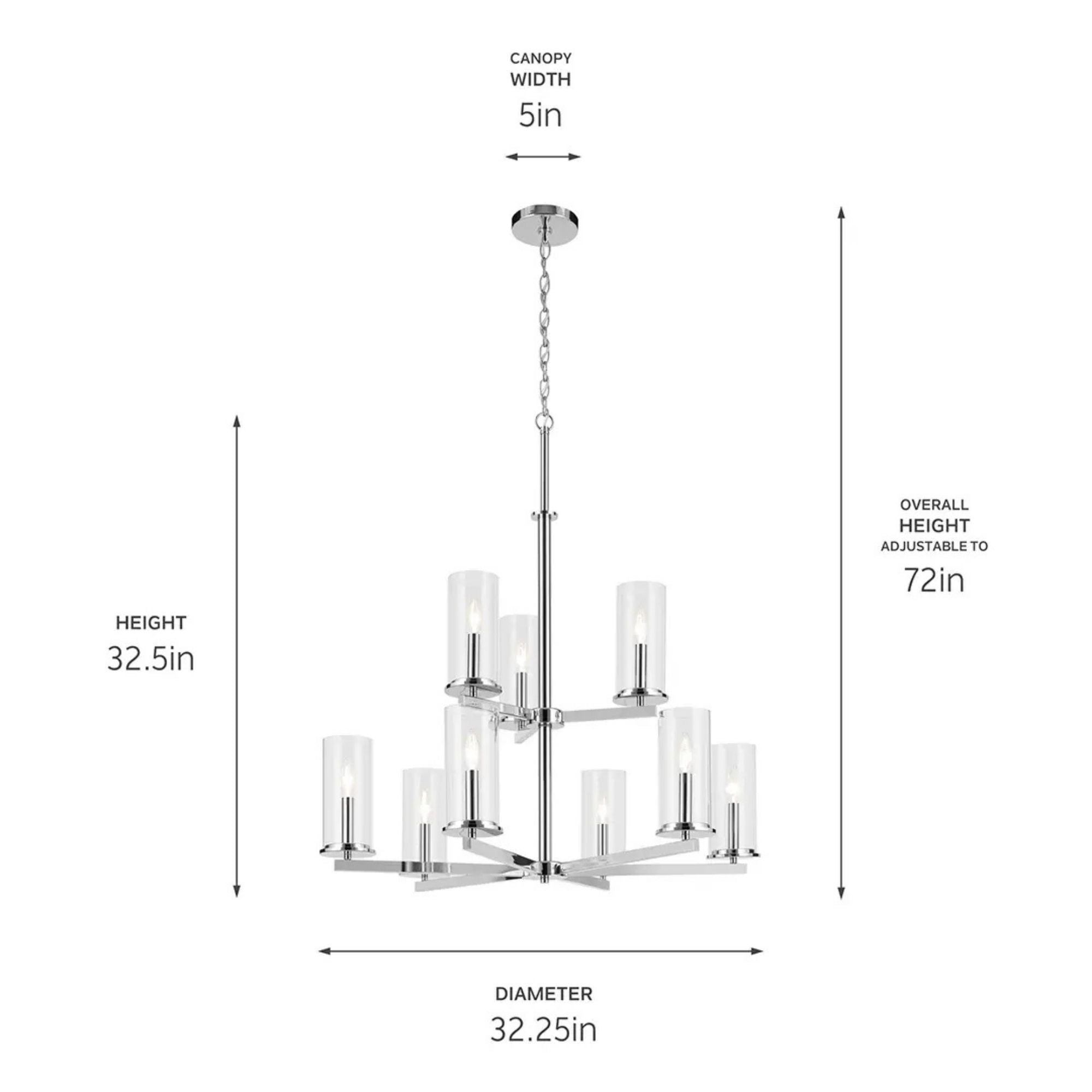 Crosby 32" 9-Light Chandelier, Chrome Finish