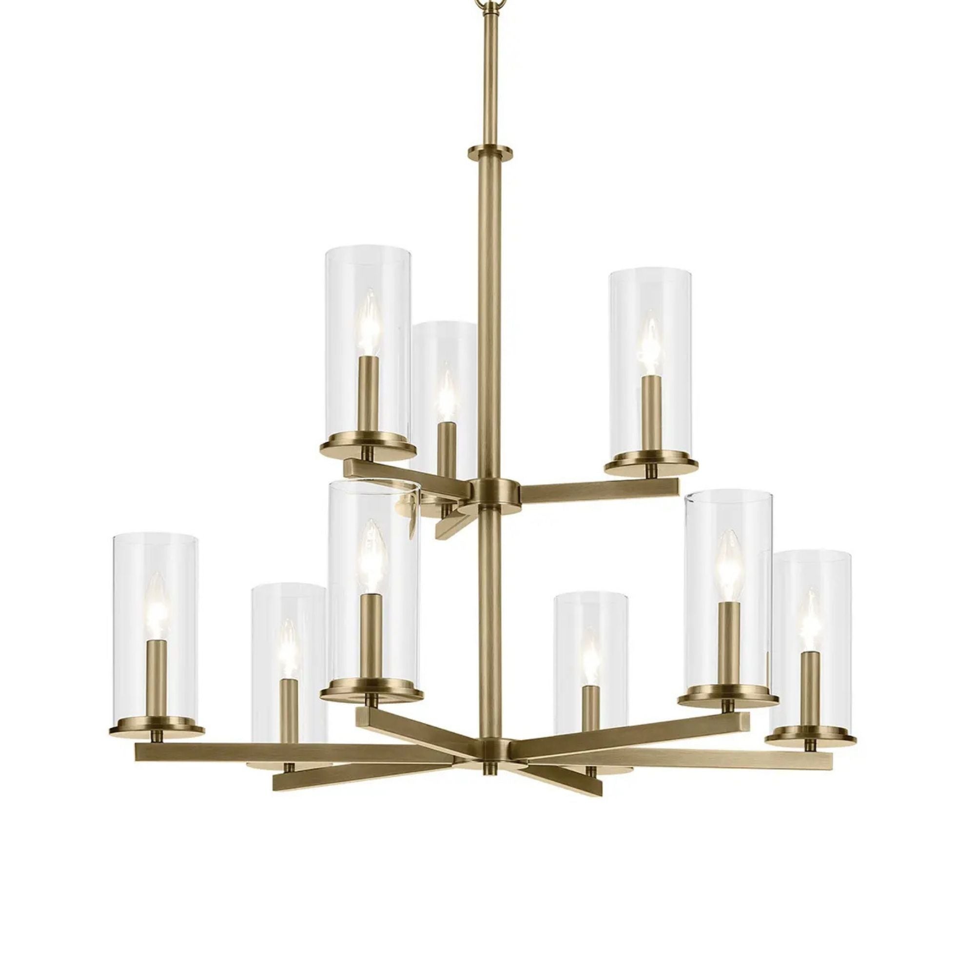 Crosby 32" 9-Light Chandelier, Natural Brass Finish