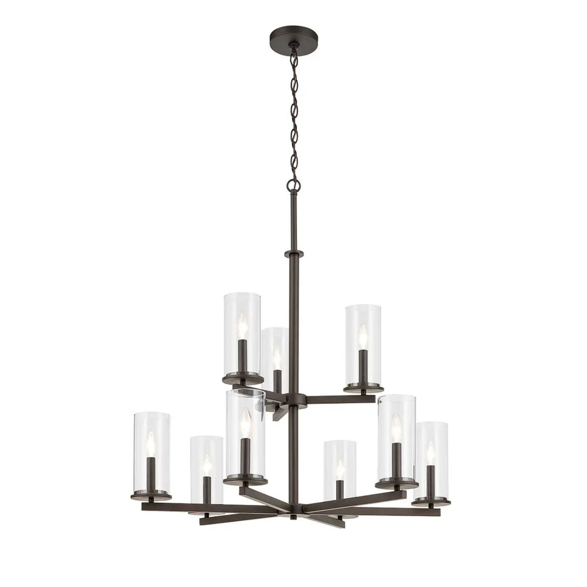 Crosby 32" 9-Light Chandelier, Brushed Nickel Finish - Bees Lighting