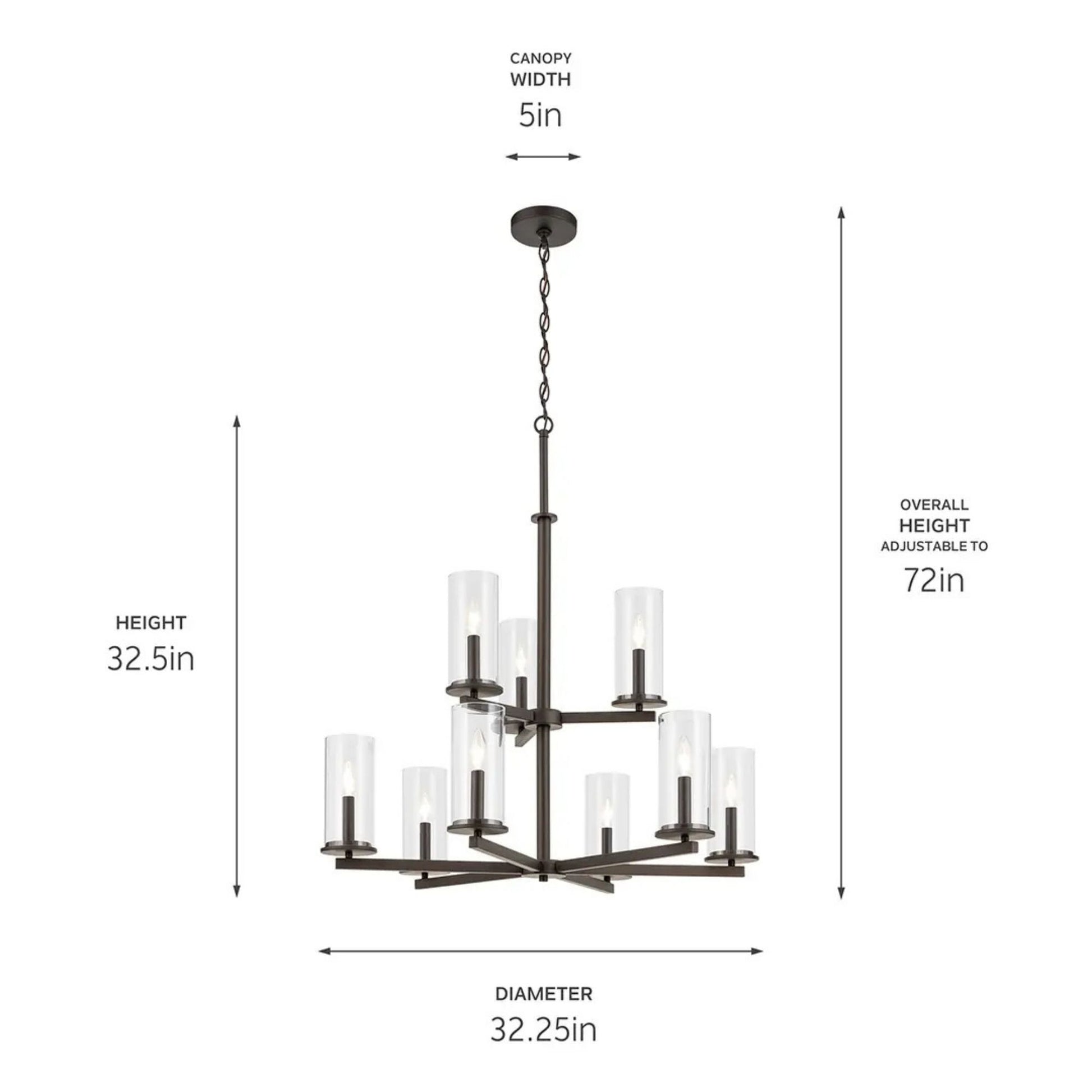 Crosby 32" 9-Light Chandelier, Brushed Nickel Finish - Bees Lighting
