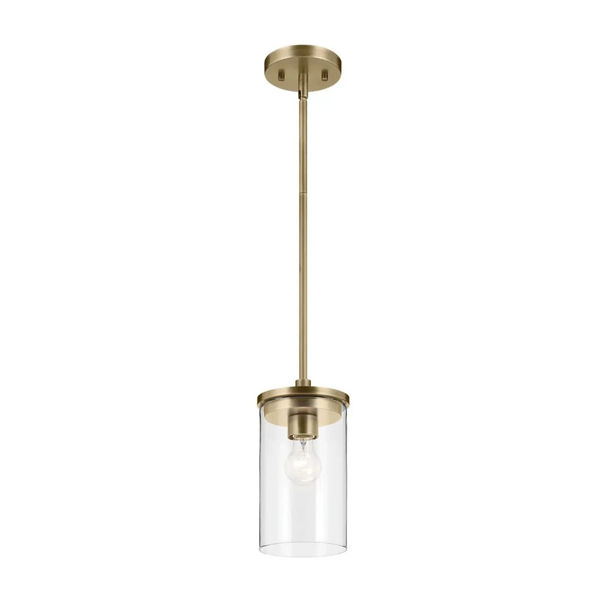 Kichler Lighting - Crosby 6" Mini Pendant, Natural Brass Finish | Bees Lighting