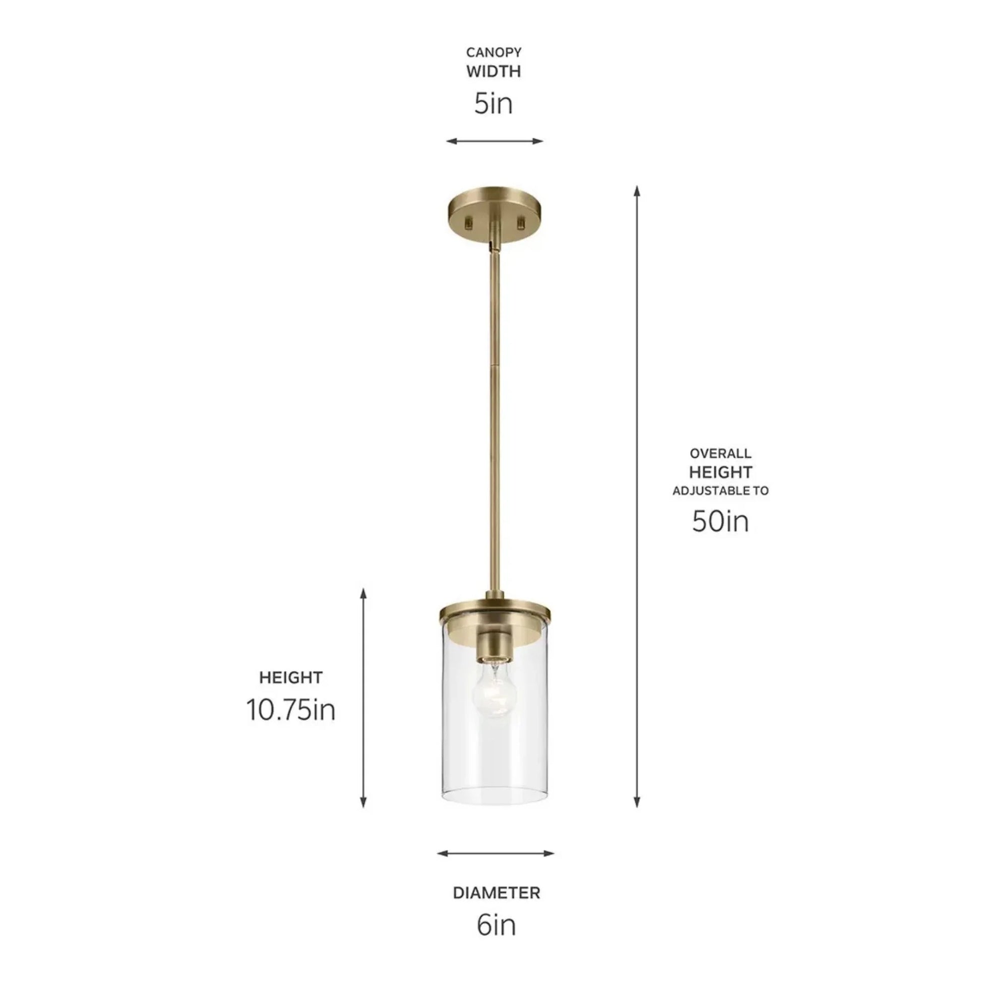 Kichler Lighting - Crosby 6" Mini Pendant, Natural Brass Finish | Bees Lighting