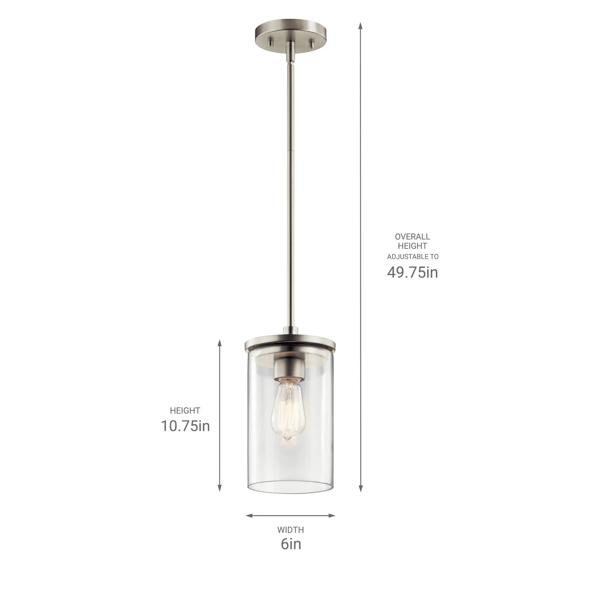Kichler Lighting - Crosby 6" Mini Pendant, Brushed Nickel Finish | Bees Lighting