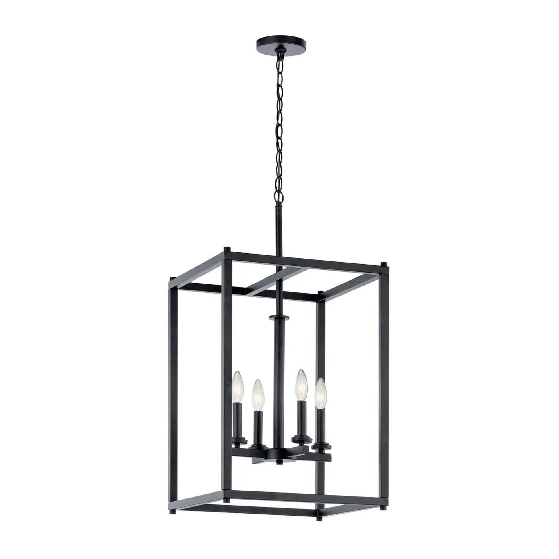 Crosby 16" 4-Light Foyer Pendant, Black Finish - Bees Lighting