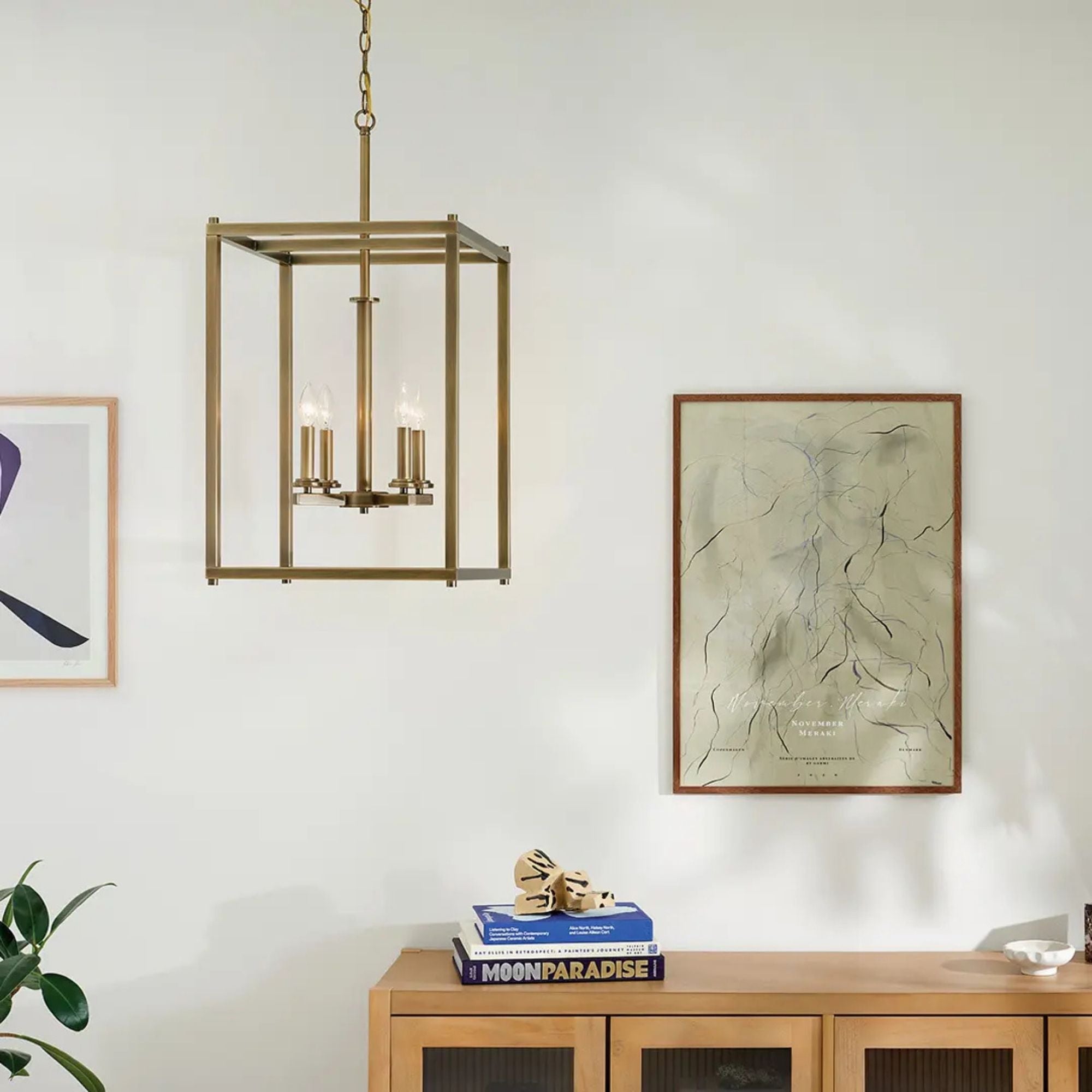 Crosby 16" 4-Light Foyer Pendant, Natural Brass Finish