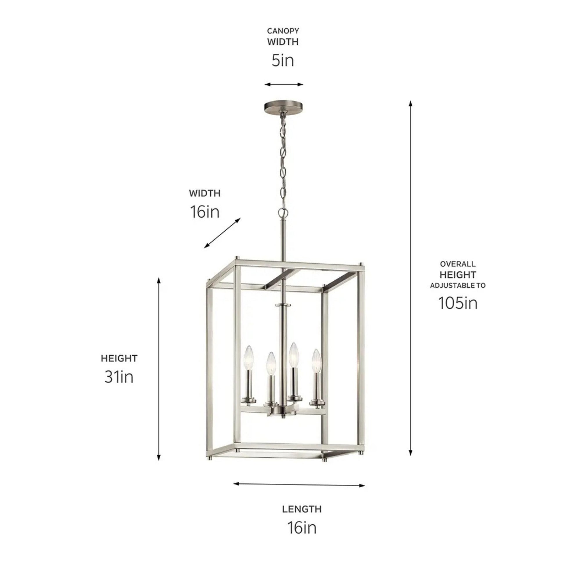 Crosby 16" 4-Light Foyer Pendant, Brushed Nickel Finish - Bees Lighting