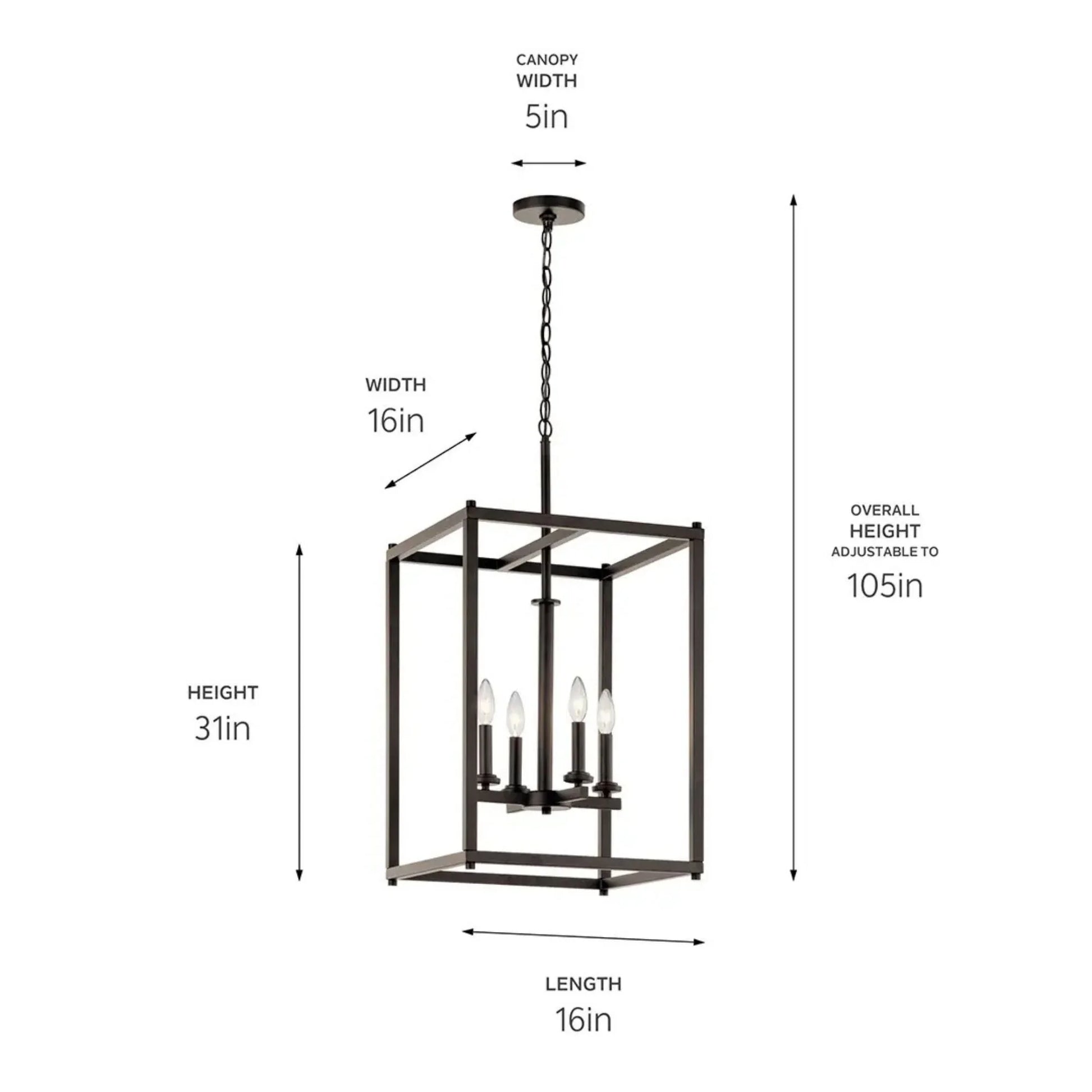 Crosby 16" 4-Light Foyer Pendant, Olde Bronze Finish - Bees Lighting