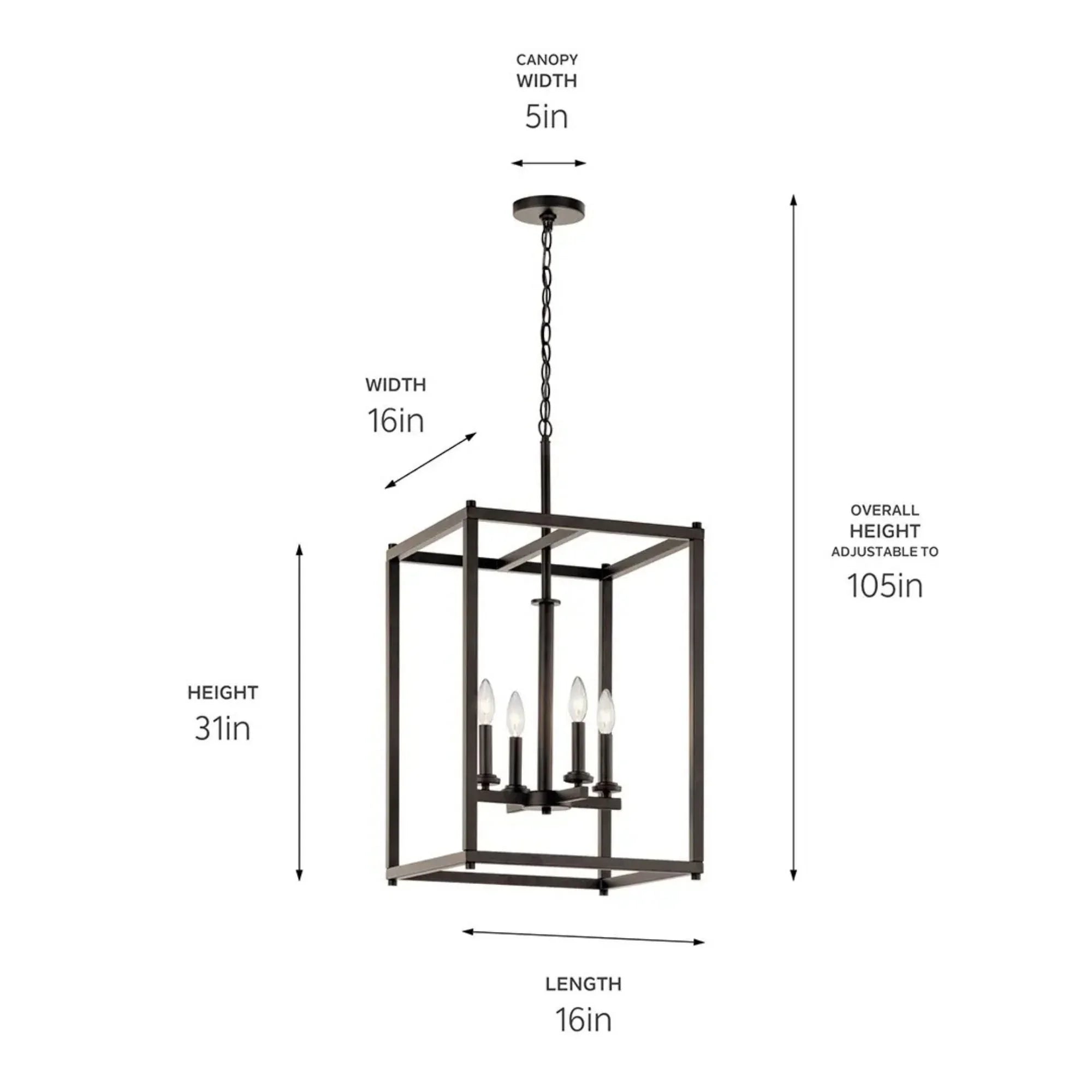 Crosby 16" 4-Light Foyer Pendant, Olde Bronze Finish - Bees Lighting