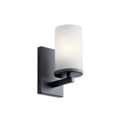 Crosby 5" Wall Sconce, Black Finish, Opal Glass