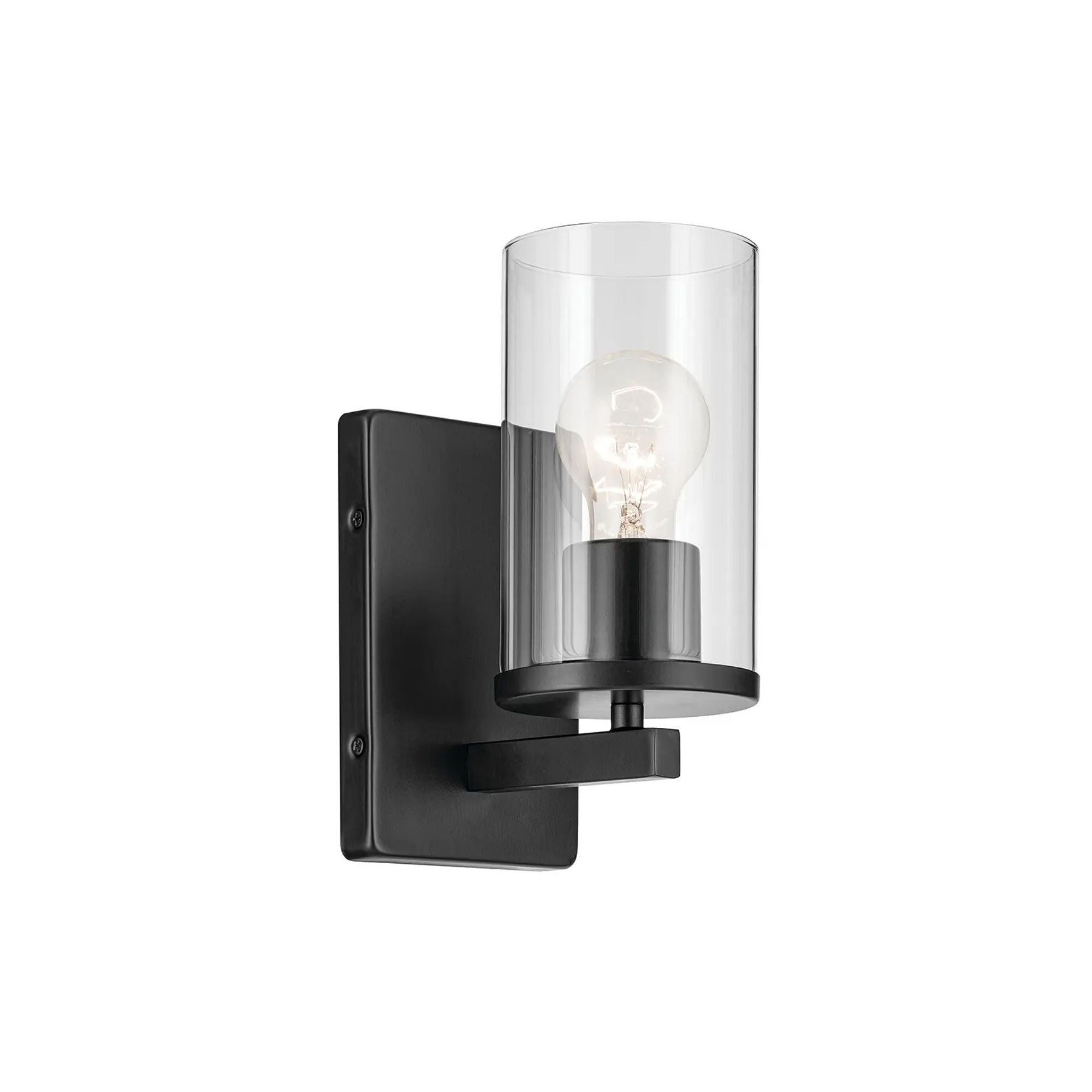 Crosby 5" Wall Sconce, Black Finish, Clear Glass