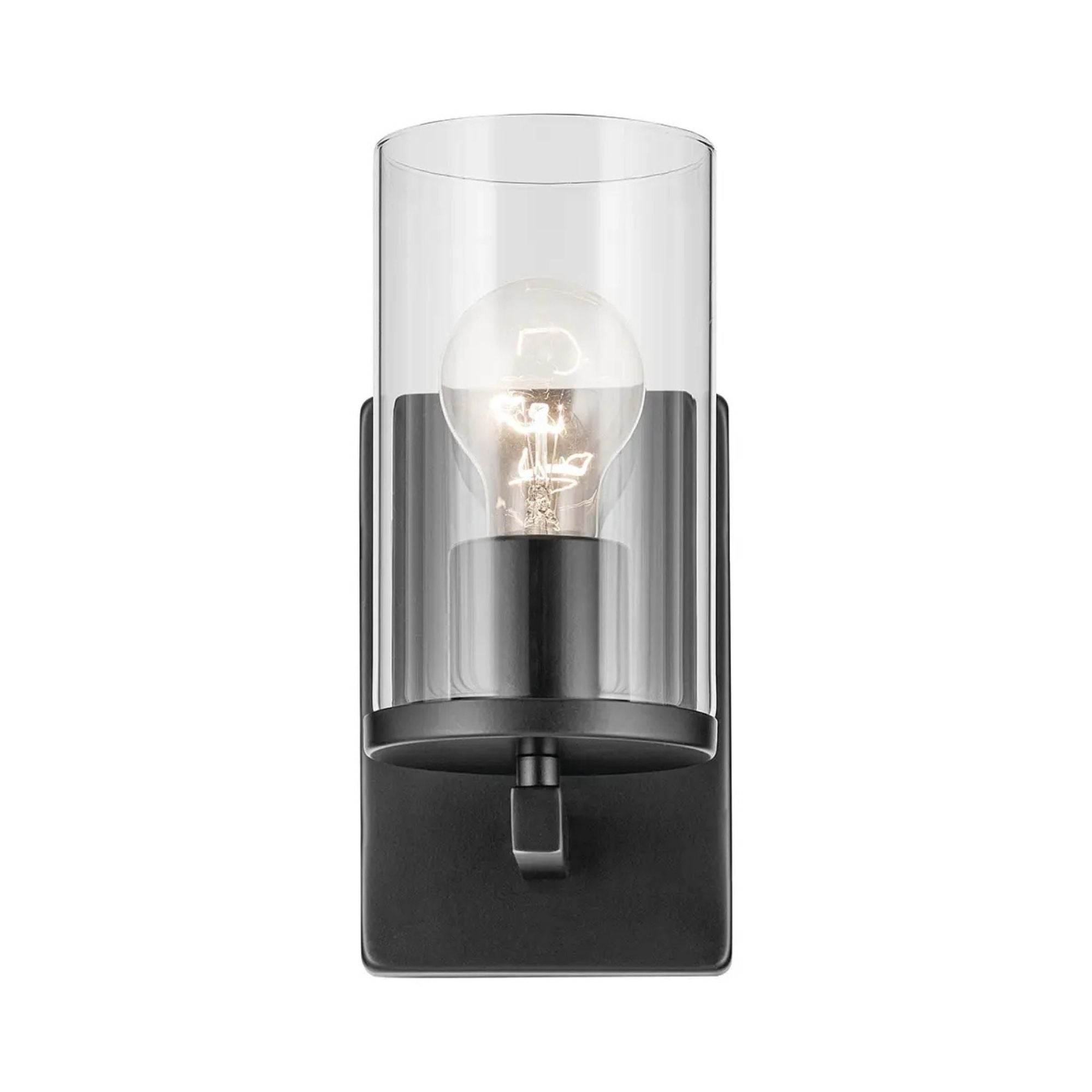 Crosby 5" Wall Sconce, Black Finish, Clear Glass
