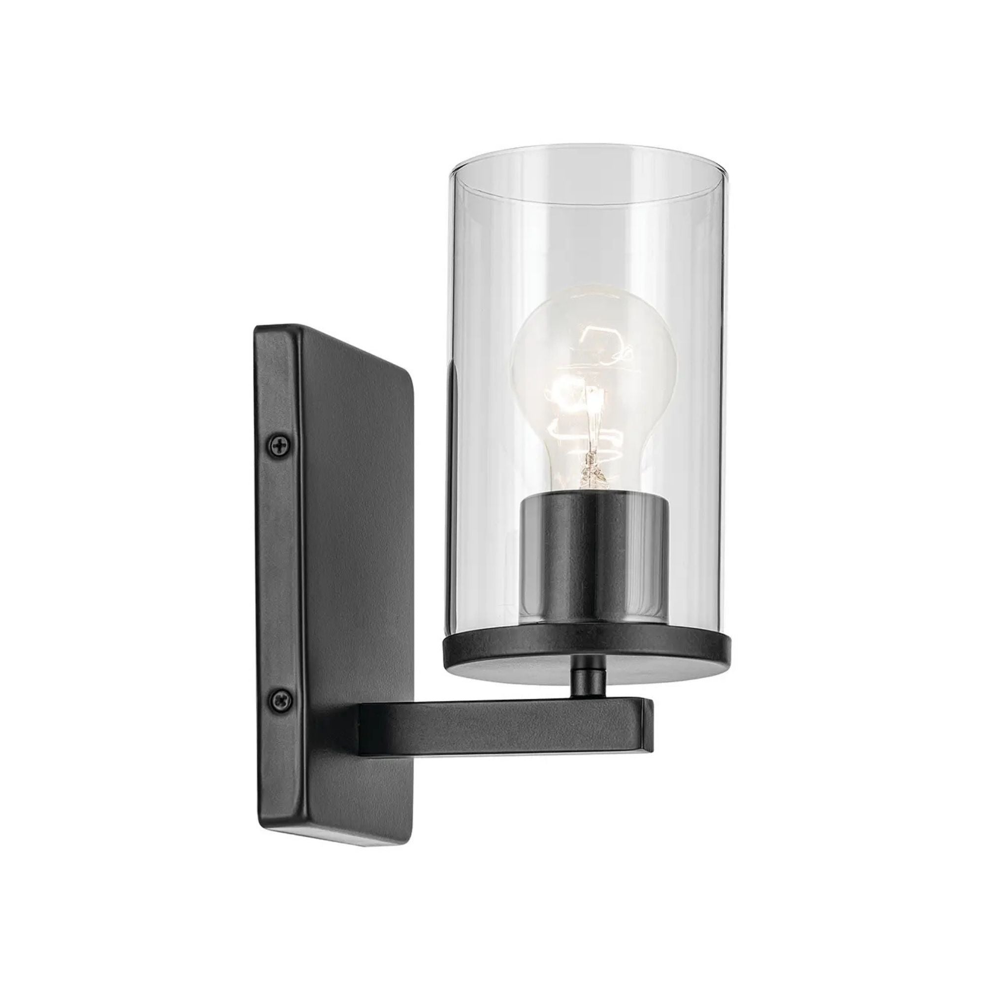 Crosby 5" Wall Sconce, Black Finish, Clear Glass