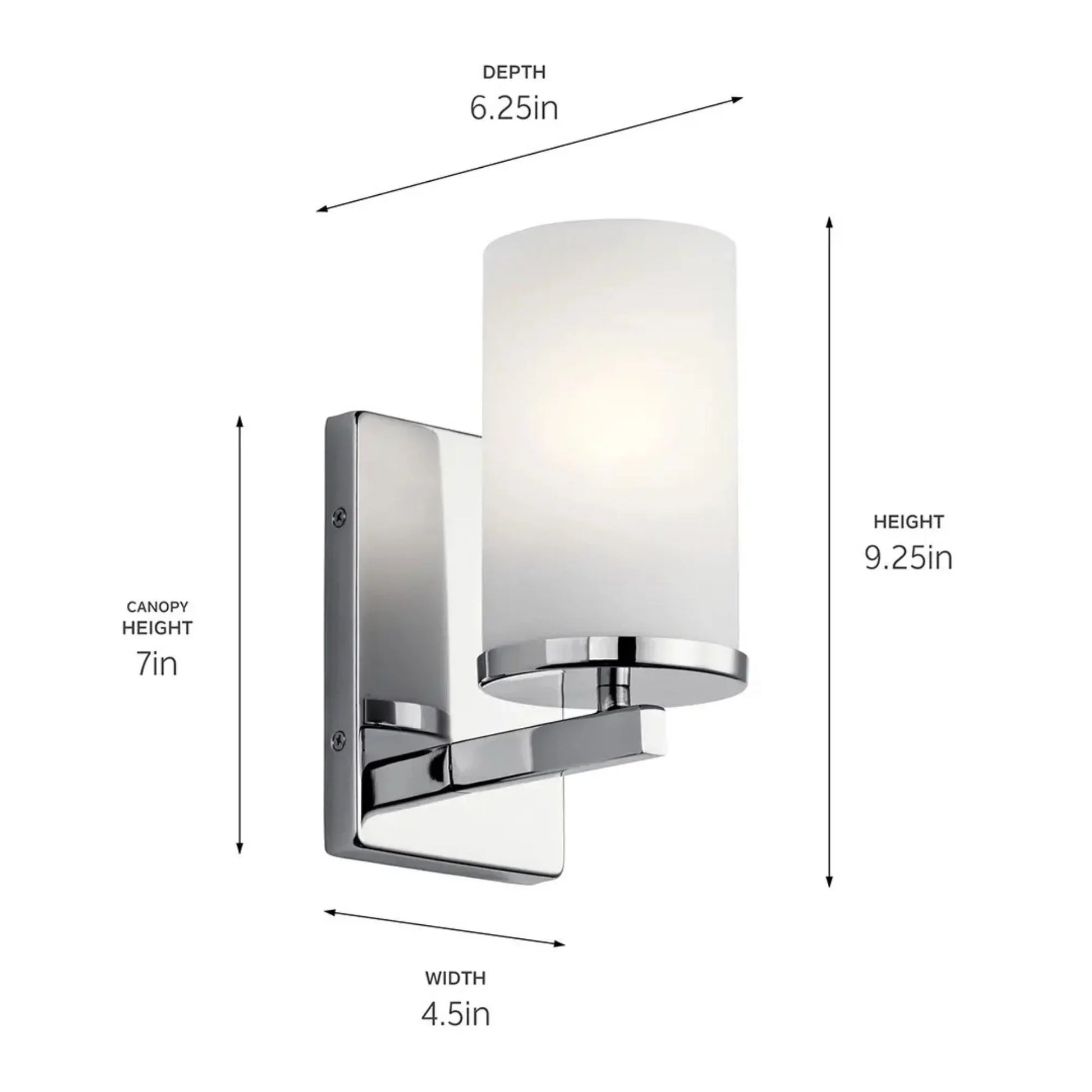 Crosby 5" Wall Sconce, Chrome Finish, Opal Glass - Bees Lighting