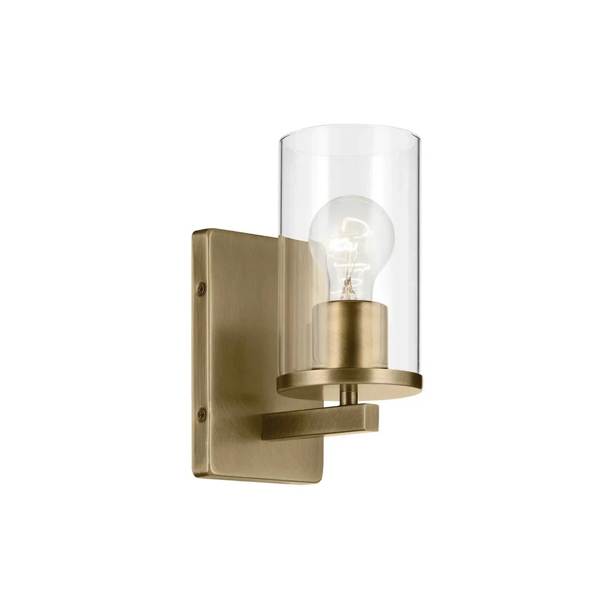 Crosby 5" Wall Sconce, Natural Brass Finish, Clear Glass - Bees Lighting