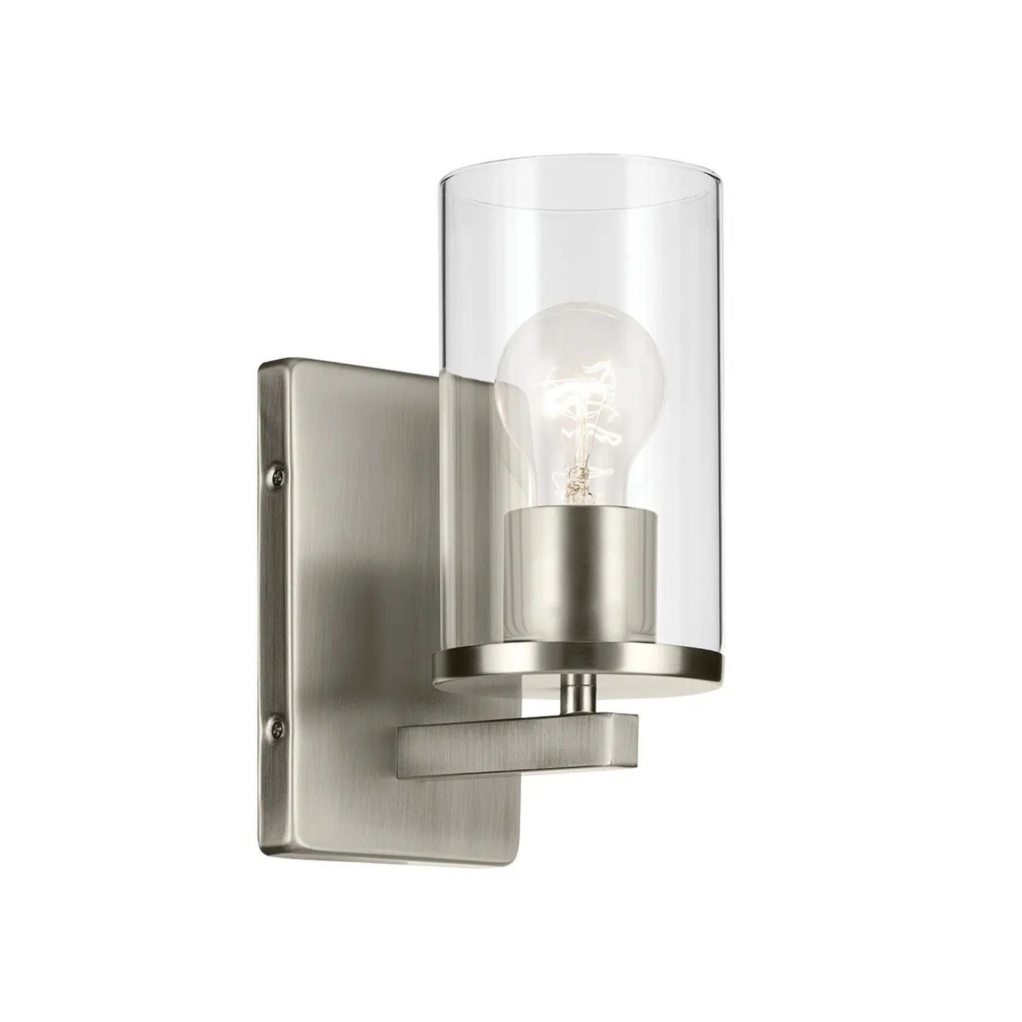 Crosby 5" Wall Sconce, Brushed Nickel Finish, Clear Glass