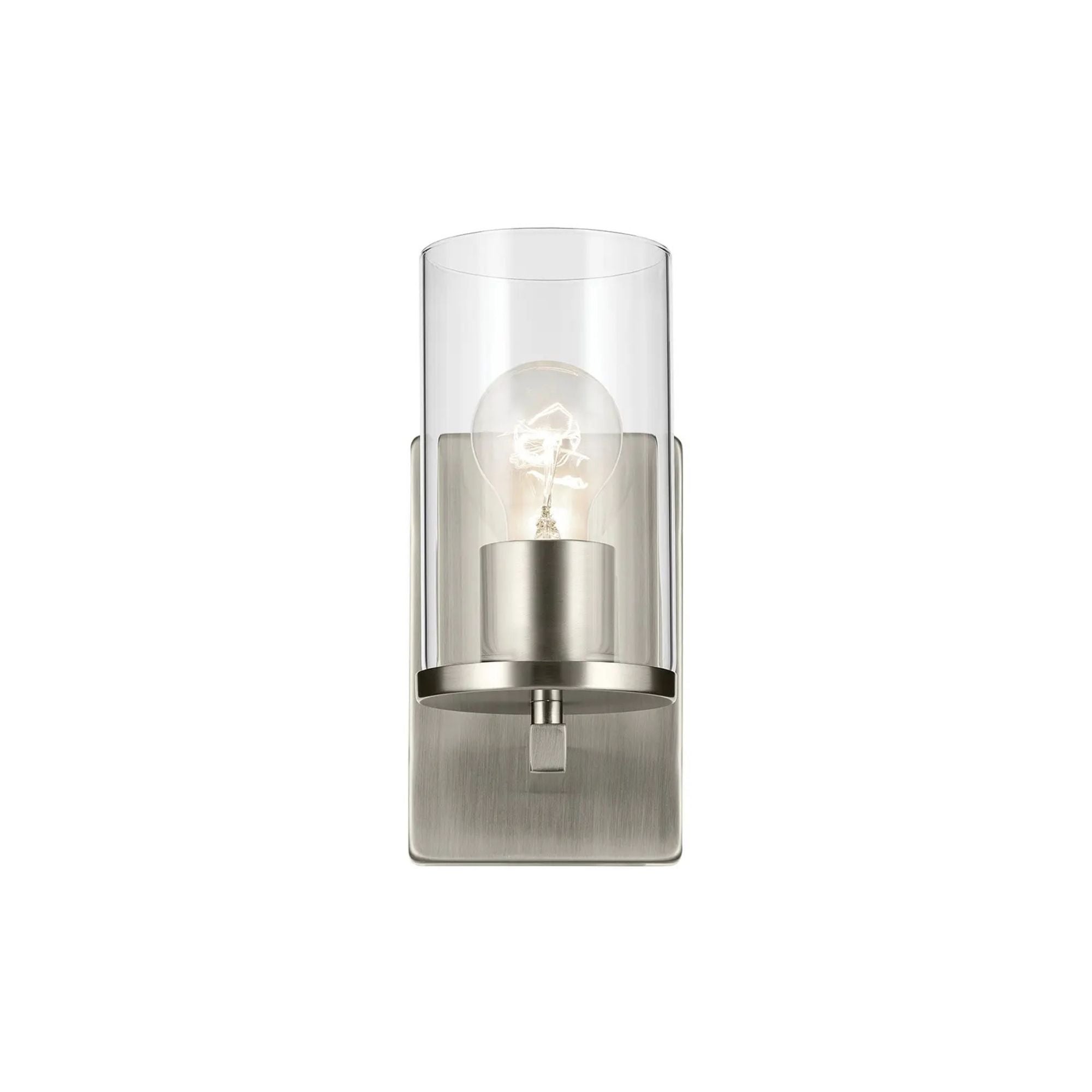 Crosby 5" Wall Sconce, Brushed Nickel Finish, Clear Glass