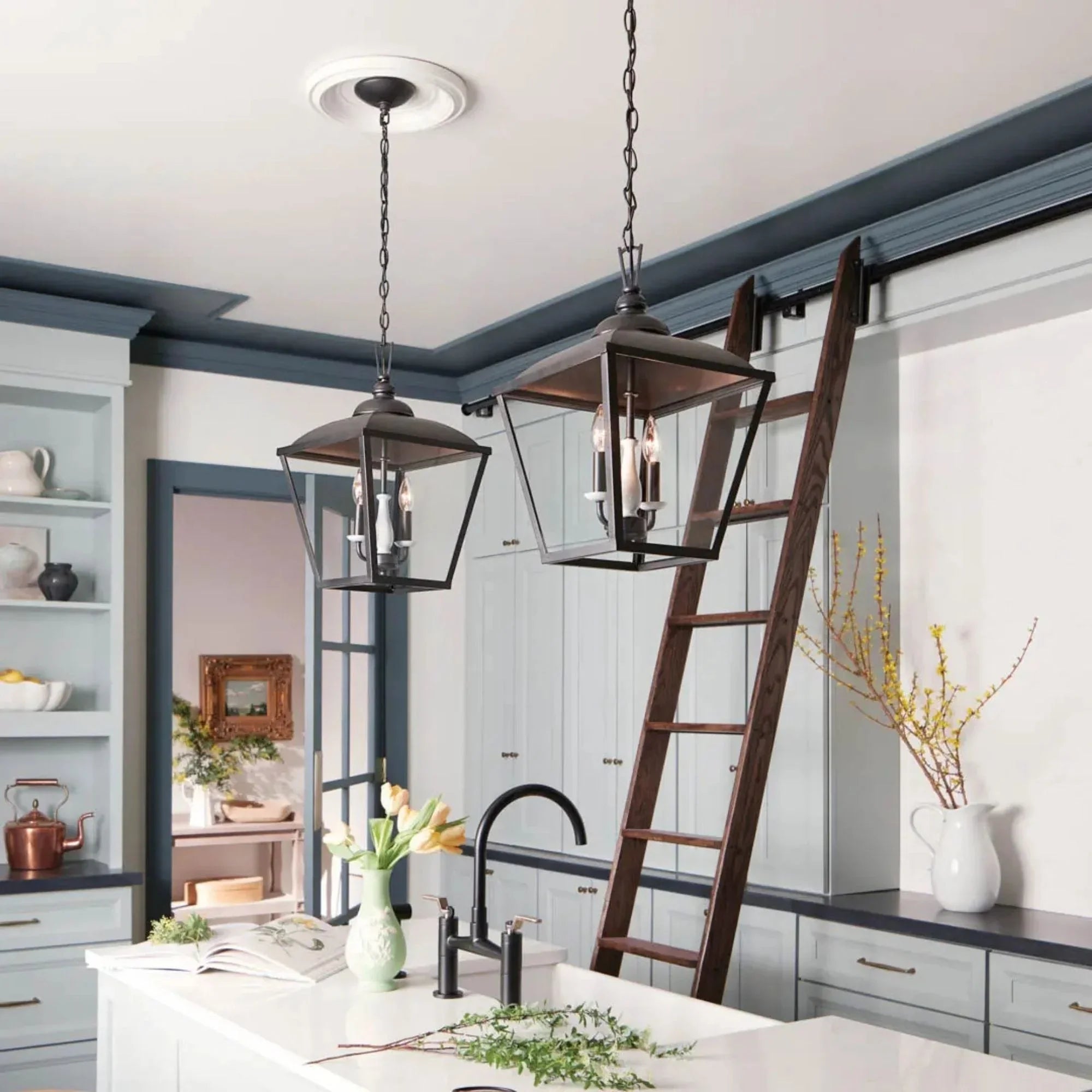 Kichler Dame 19.5 in. 2-Light Pendant, Anvil Iron
