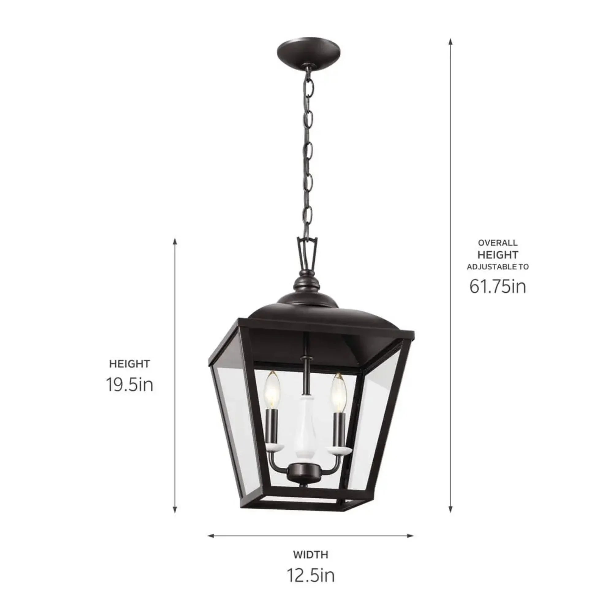 Kichler Dame 19.5 in. 2-Light Pendant, Anvil Iron