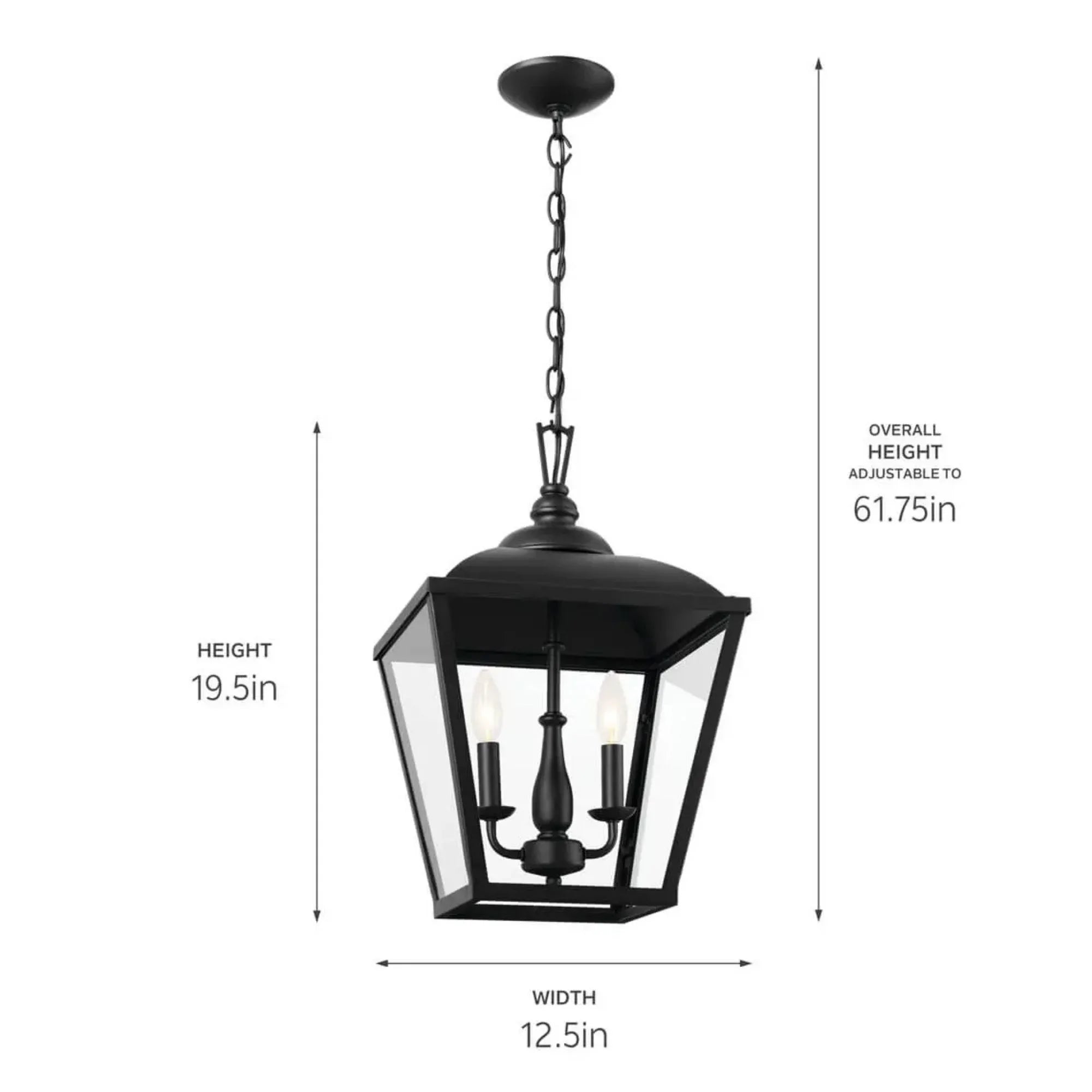 Kichler Dame 19.5 in. 2-Light Pendant, Textured Black