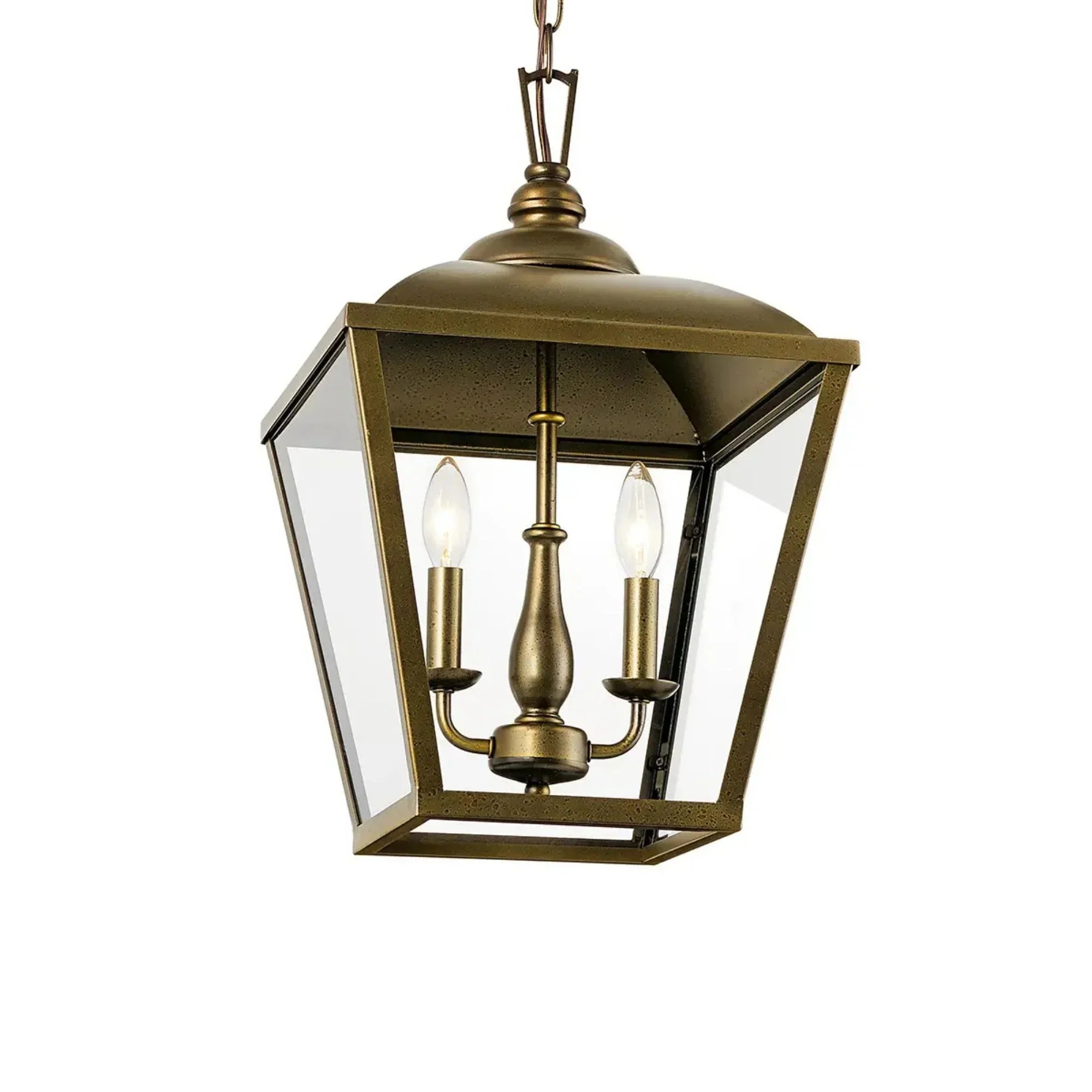 Kichler Dame 19.5 in. 2-Light Pendant, Character Bronze with Glass Frame