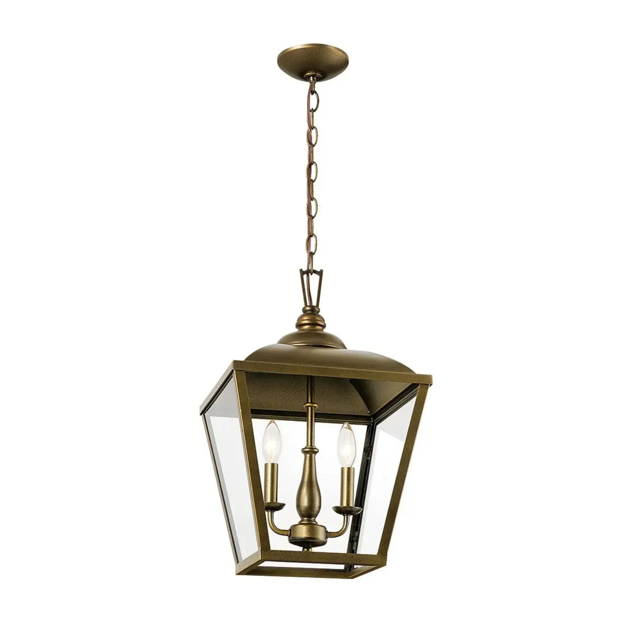 Kichler Dame 19.5 in. 2-Light Pendant, Character Bronze with Glass Frame