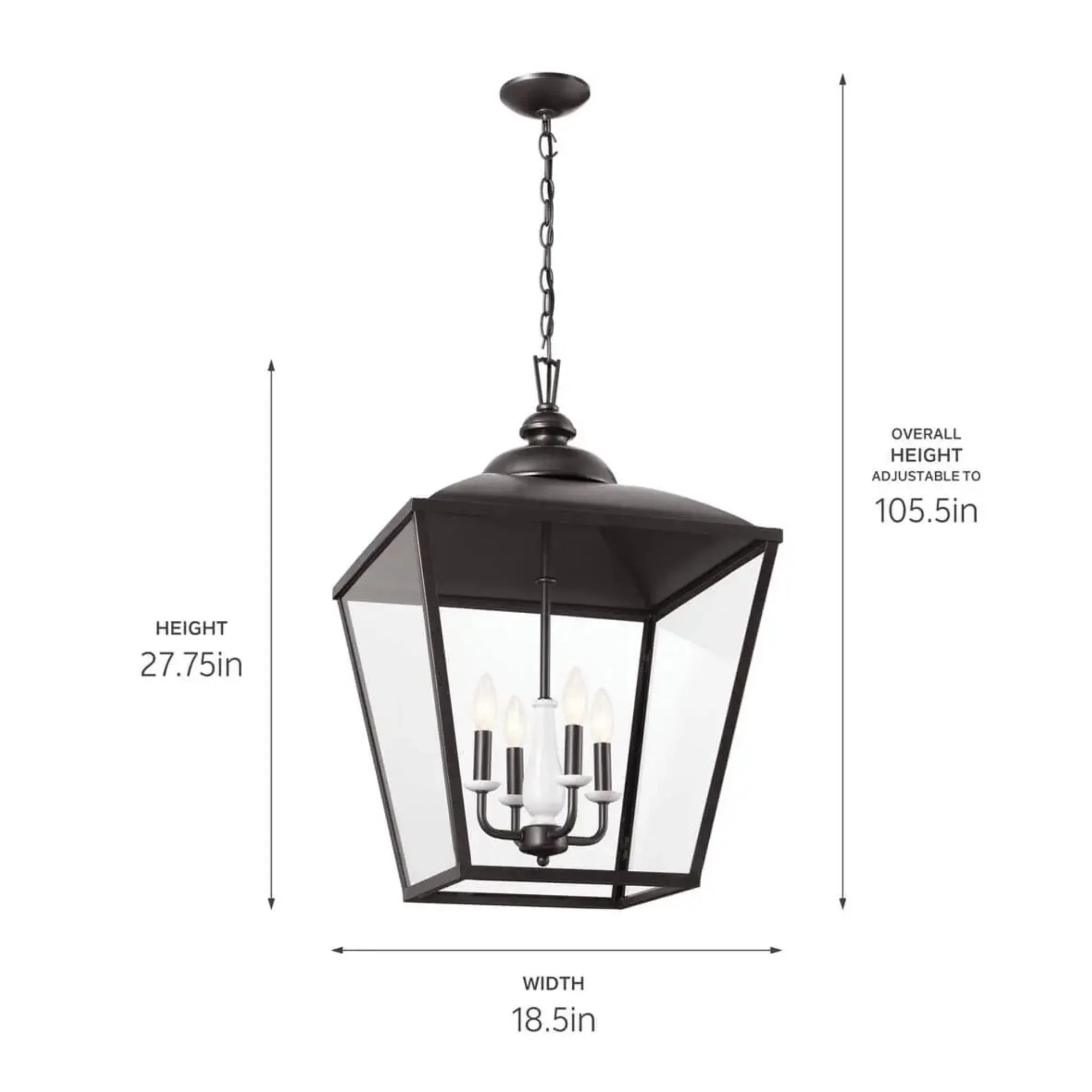 Kichler Dame 27.75 in. 4-Light Pendant, Anvil Iron