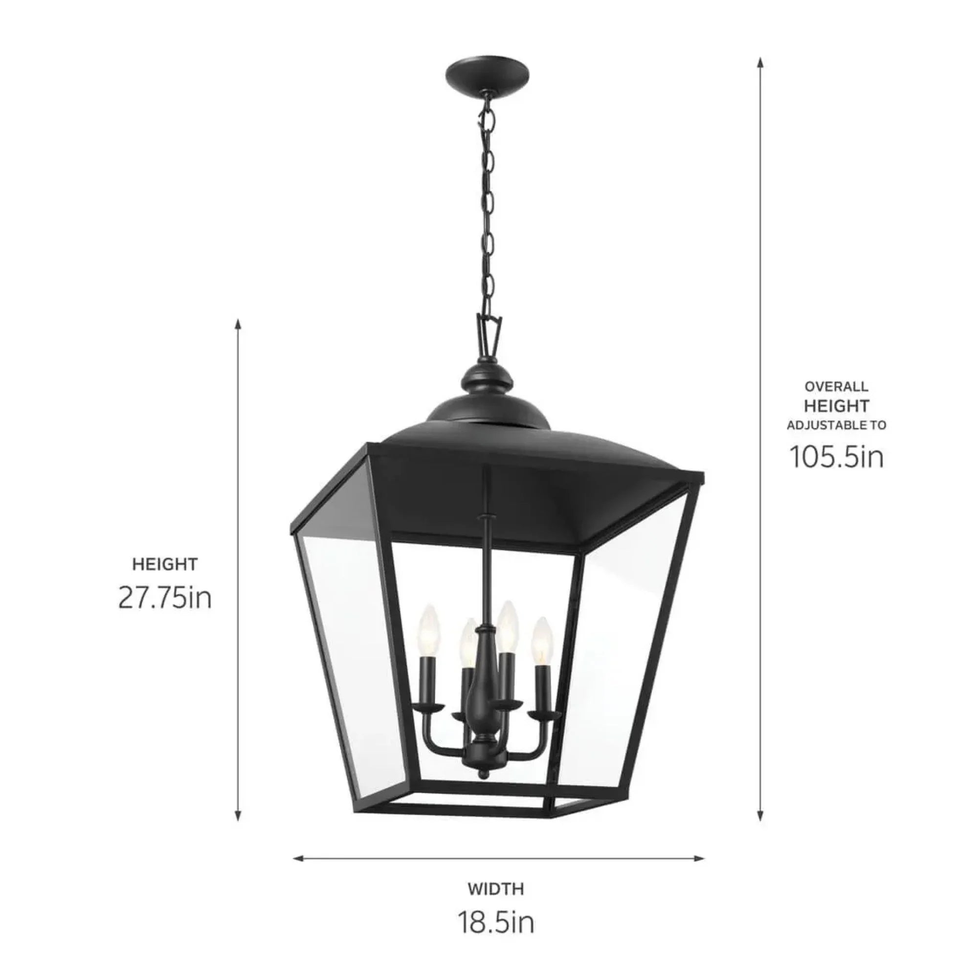 Kichler Dame 27.75 in. 4-Light Pendant, Textured Black