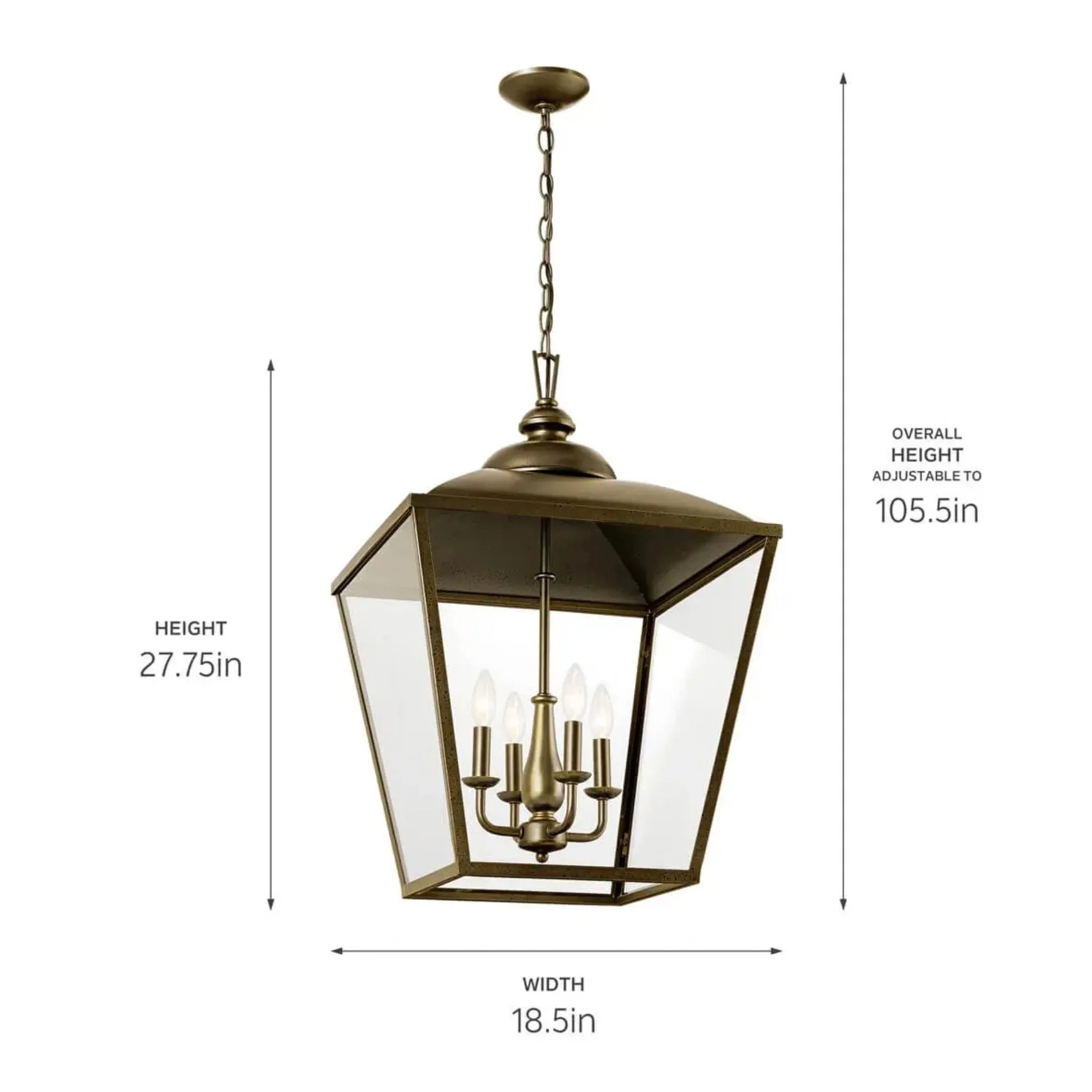 Kichler Dame 27.75 in. 4-Light Pendant, Character Bronze