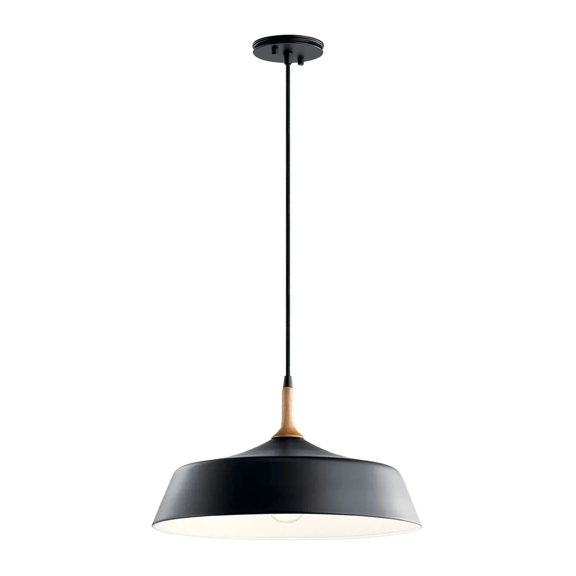Kichler Danika 9.25 in. 1-Light Pendant, Black with Metal Dome Shade