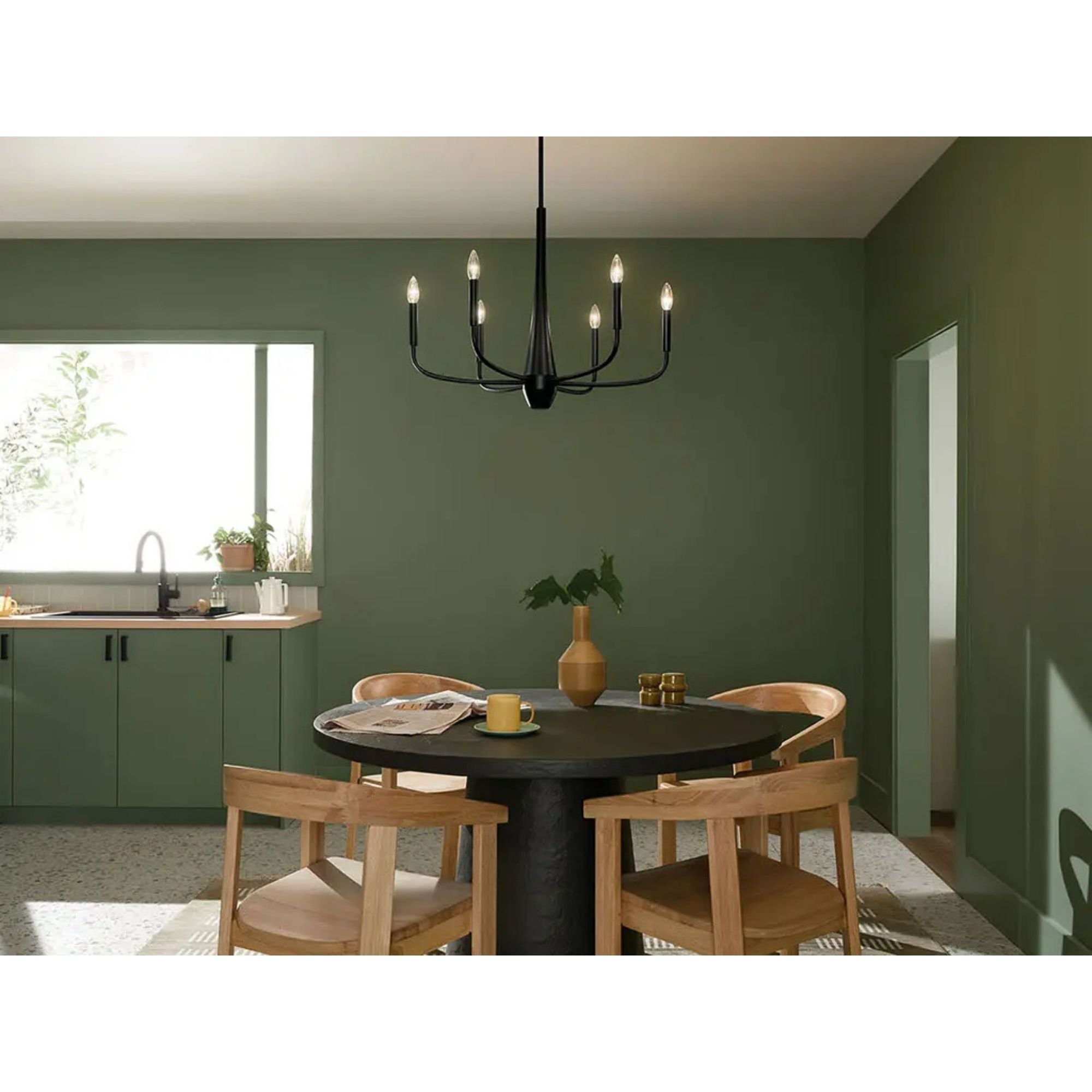 Deela 28" 6-Light Chandelier, Black Finish