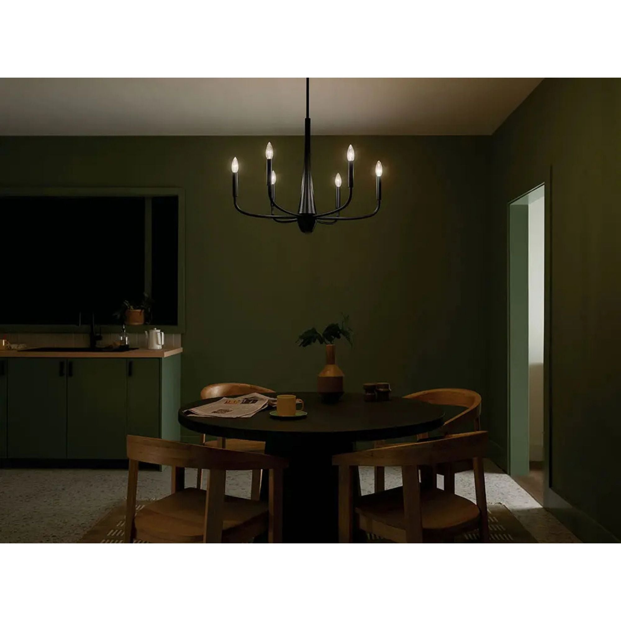 Deela 28" 6-Light Chandelier, Black Finish