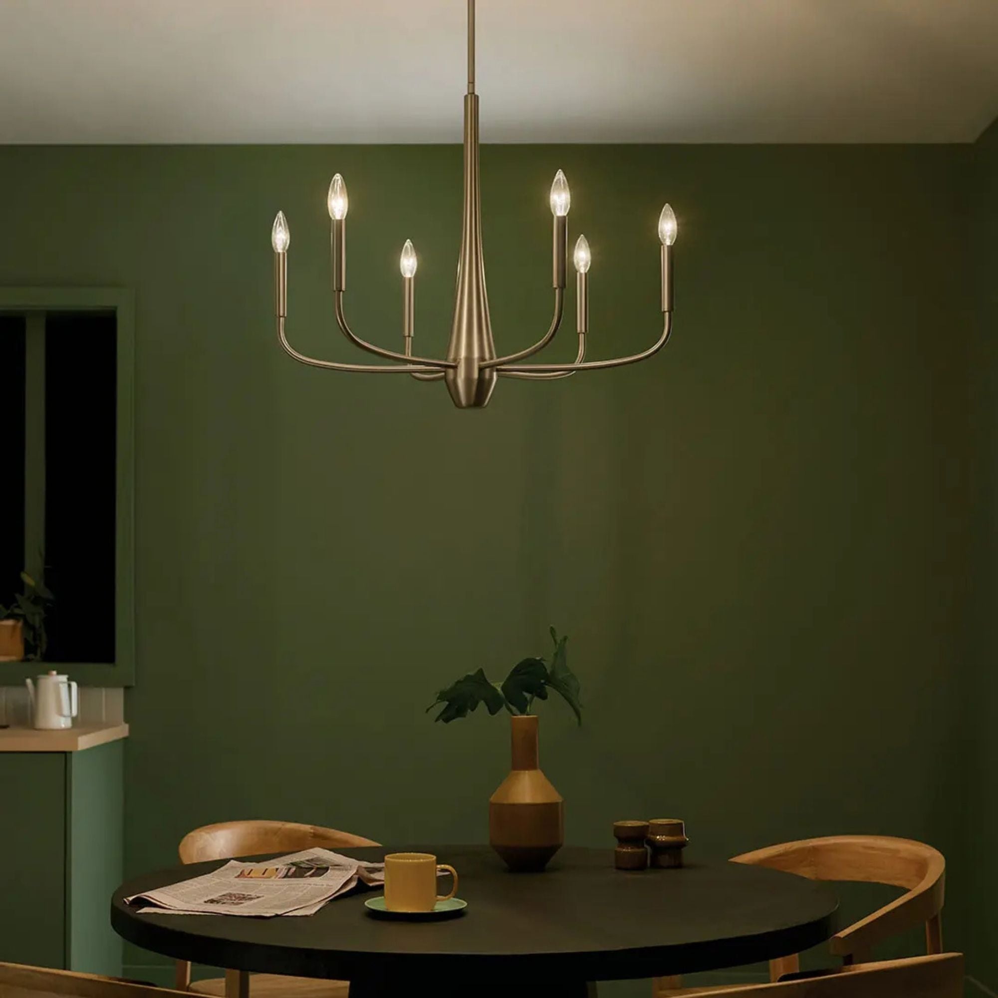 Deela 28" 6-Light Chandelier, Champagne Bronze Finish
